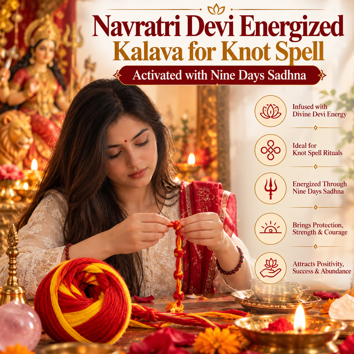Navratri Devi Energized Kalava for Knot Spell – Activated with 9 Days Sadhana