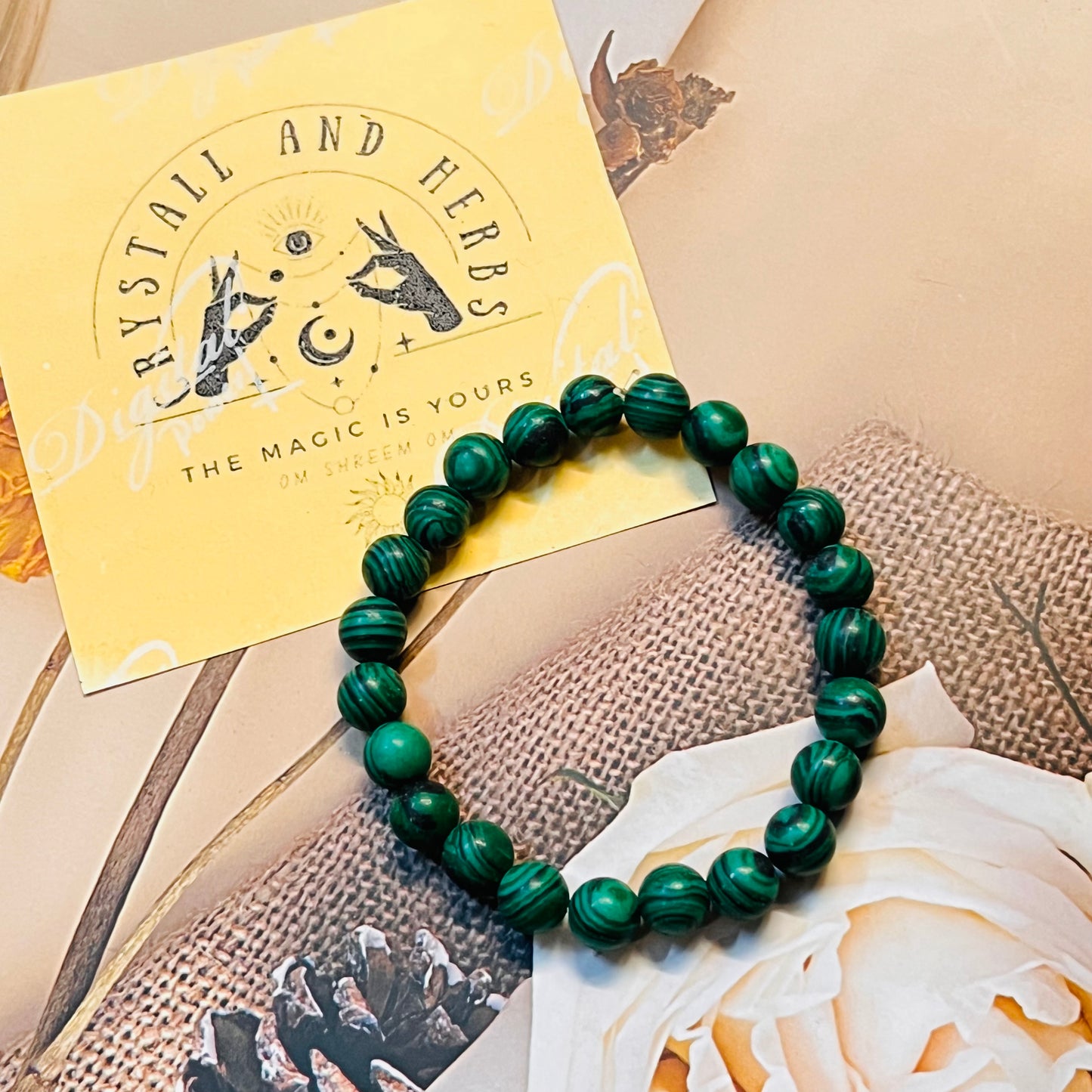 Malachite Handmade Bracelet by Crystall and Herbs