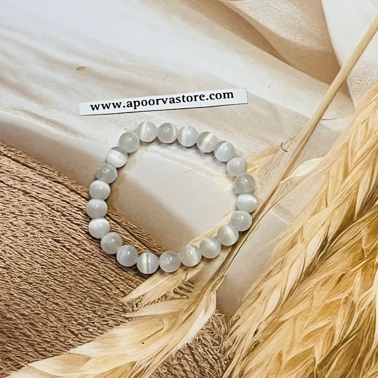 Selenite 8mm Handmade Bracelet by Crystall and Herbs