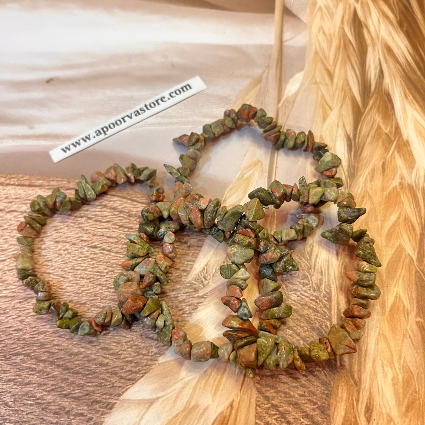 Unakite Chip handmade Bracelet by Crystall and Herbs