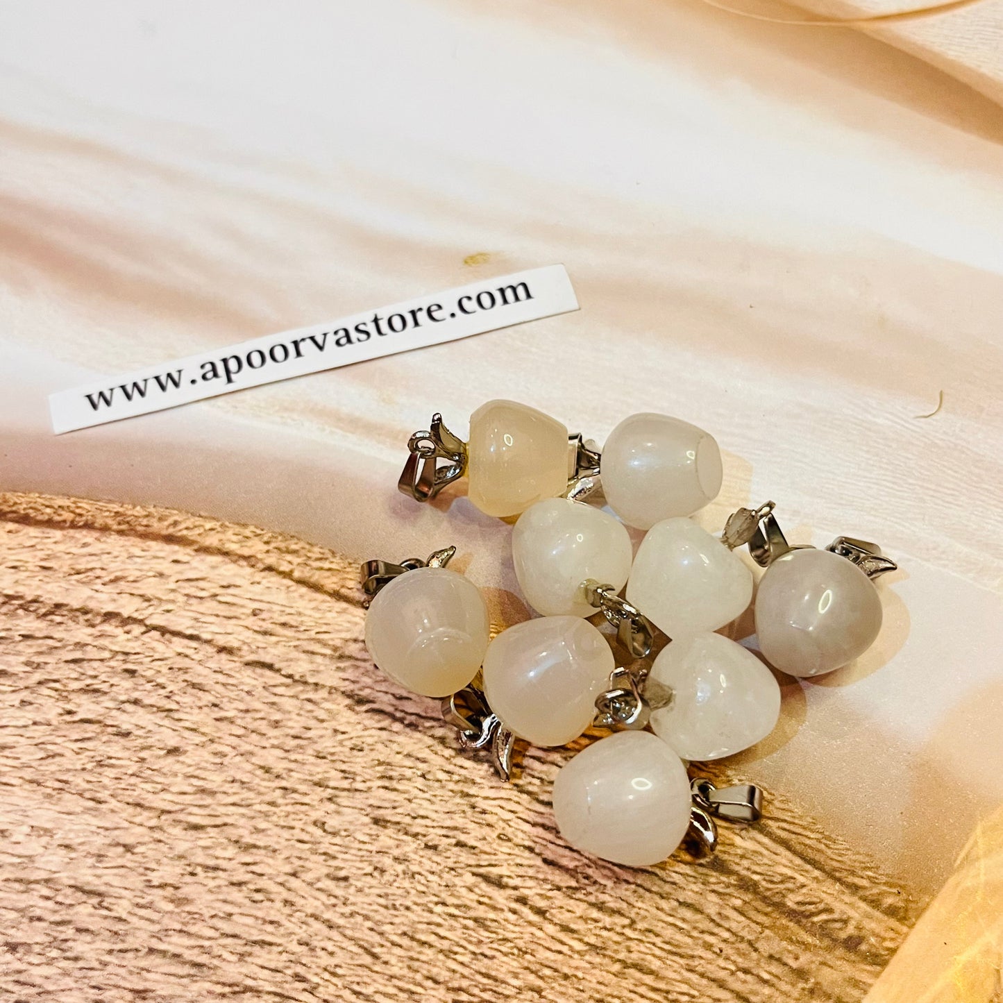 Rose Quartz Apple Pendant by Crystall and Herbs