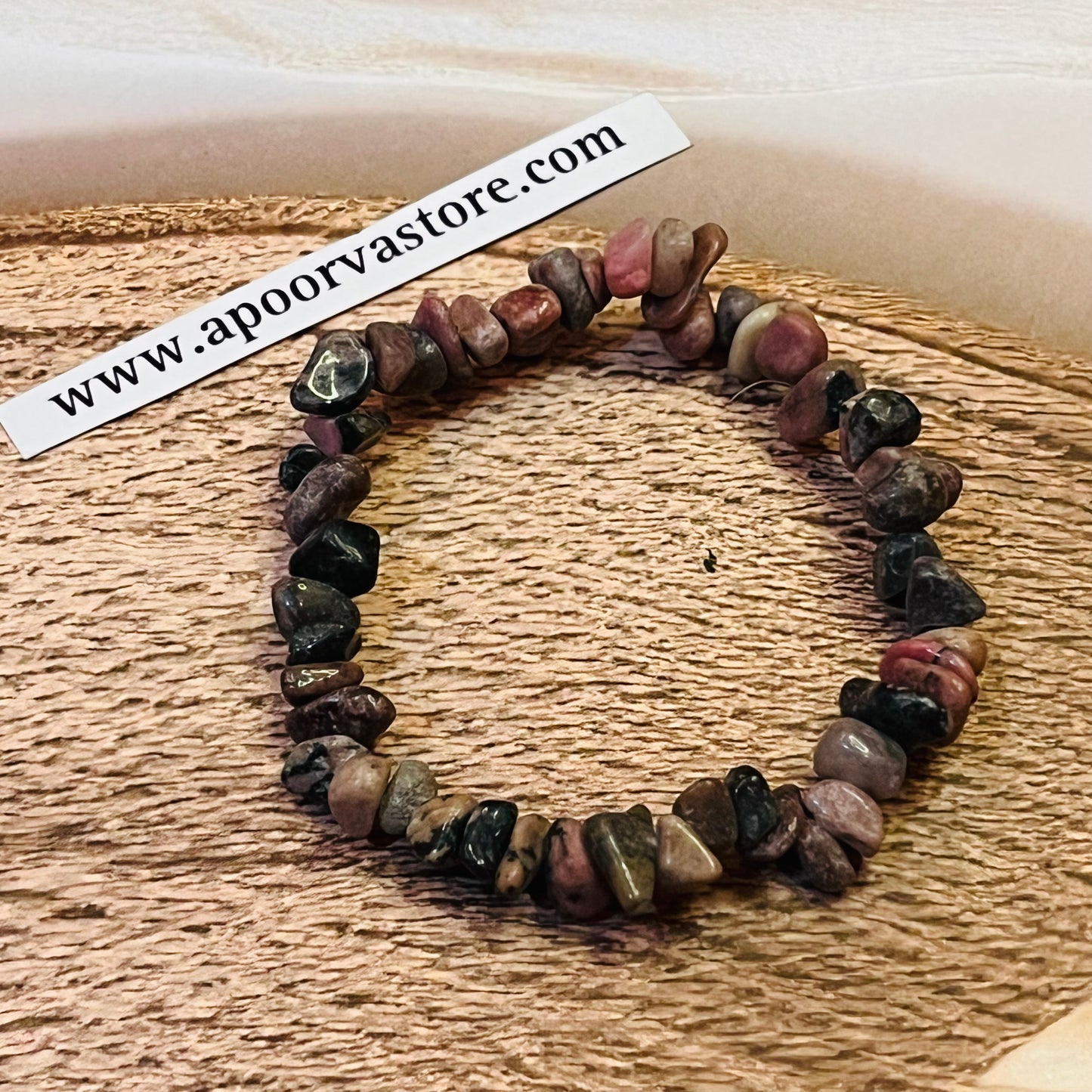 Rhodonite Chip Handmade Bracelet by crystall and Herbs