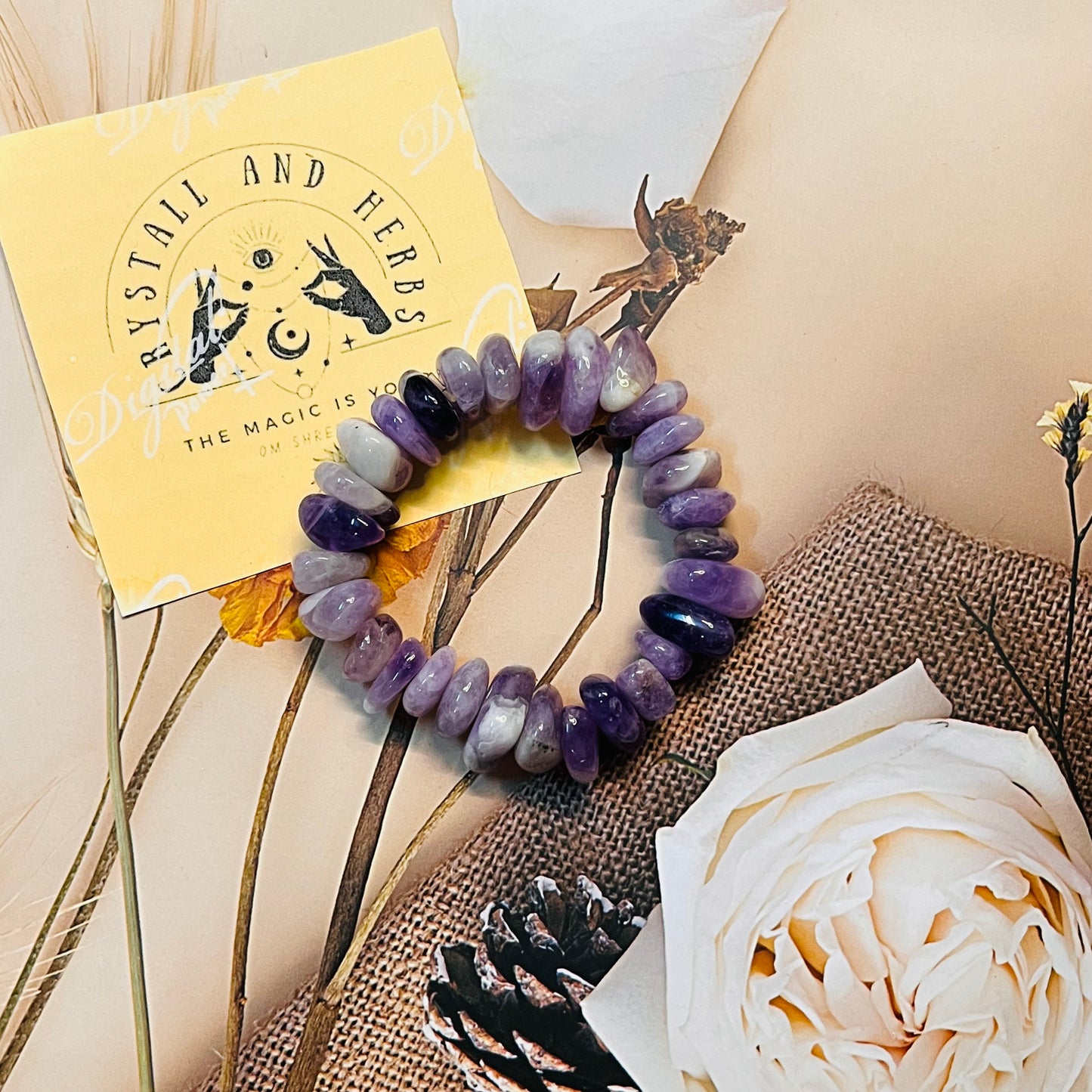 Amethyst Oval Chip Bracelet handmade by Crystall and Herbs