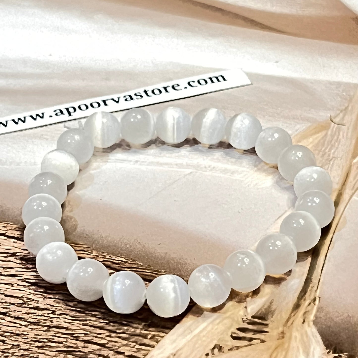 Selenite 8mm Handmade Bracelet by Crystall and Herbs