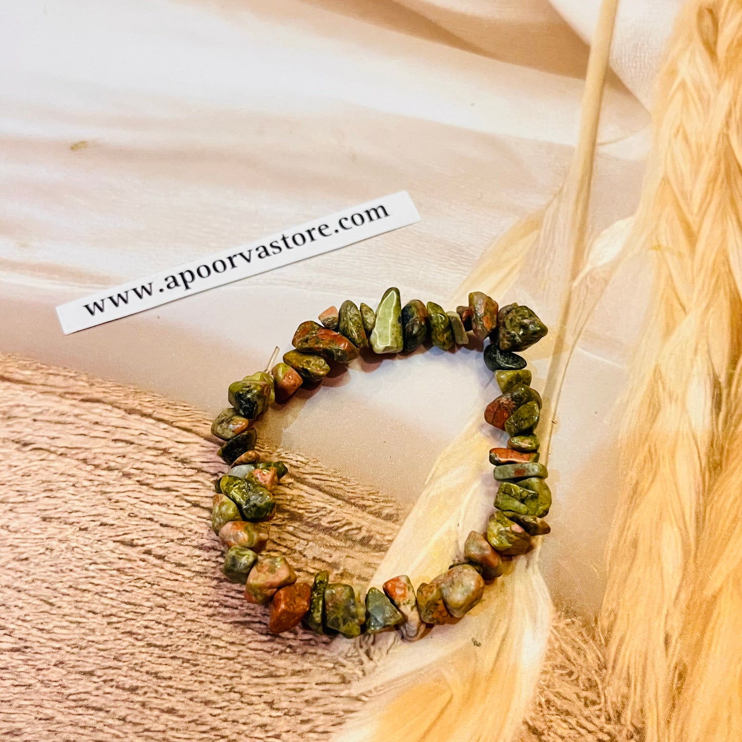 Unakite Chip handmade Bracelet by Crystall and Herbs
