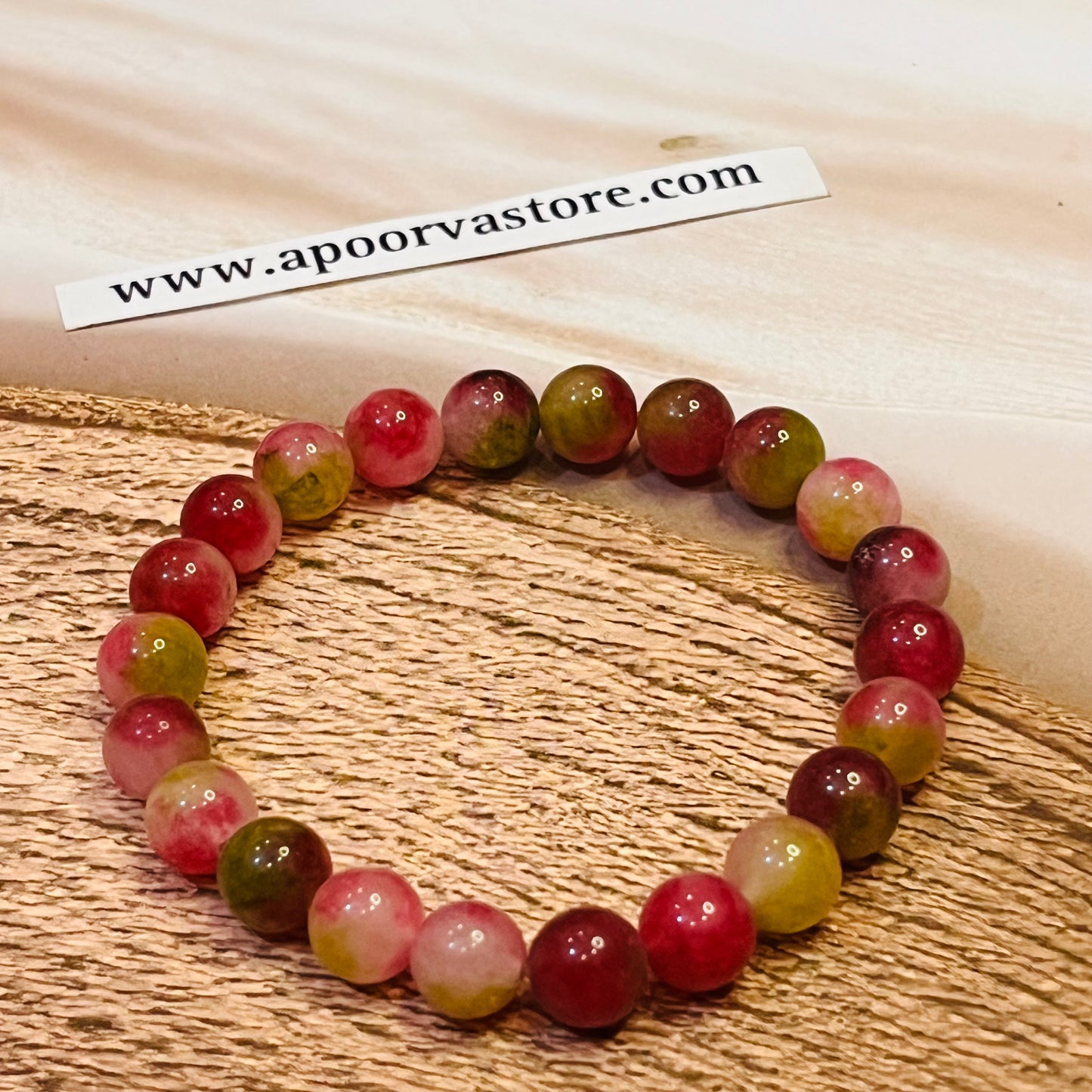 Watermelon Quartz handmade Bracelet by Crystall and Herbs
