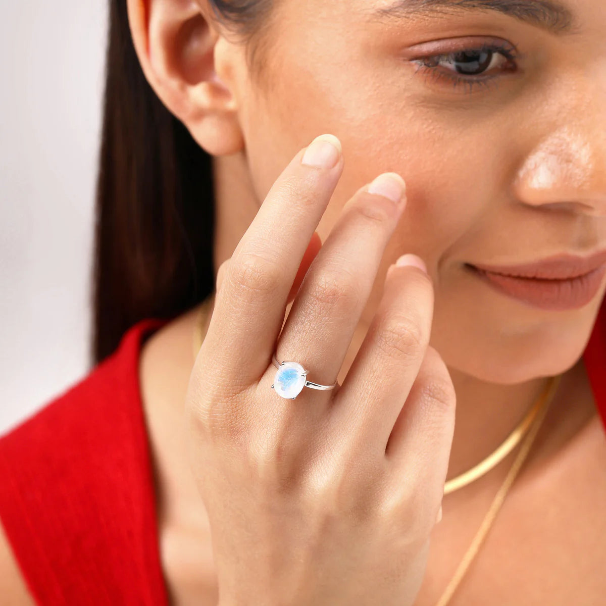 Rainbow Moonstone Moon Ring Beauty and Manifestation