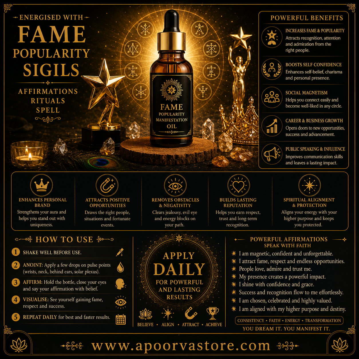 Fame Popularity Manifestation Oil – Confidence, Attraction & Success Energy Oil