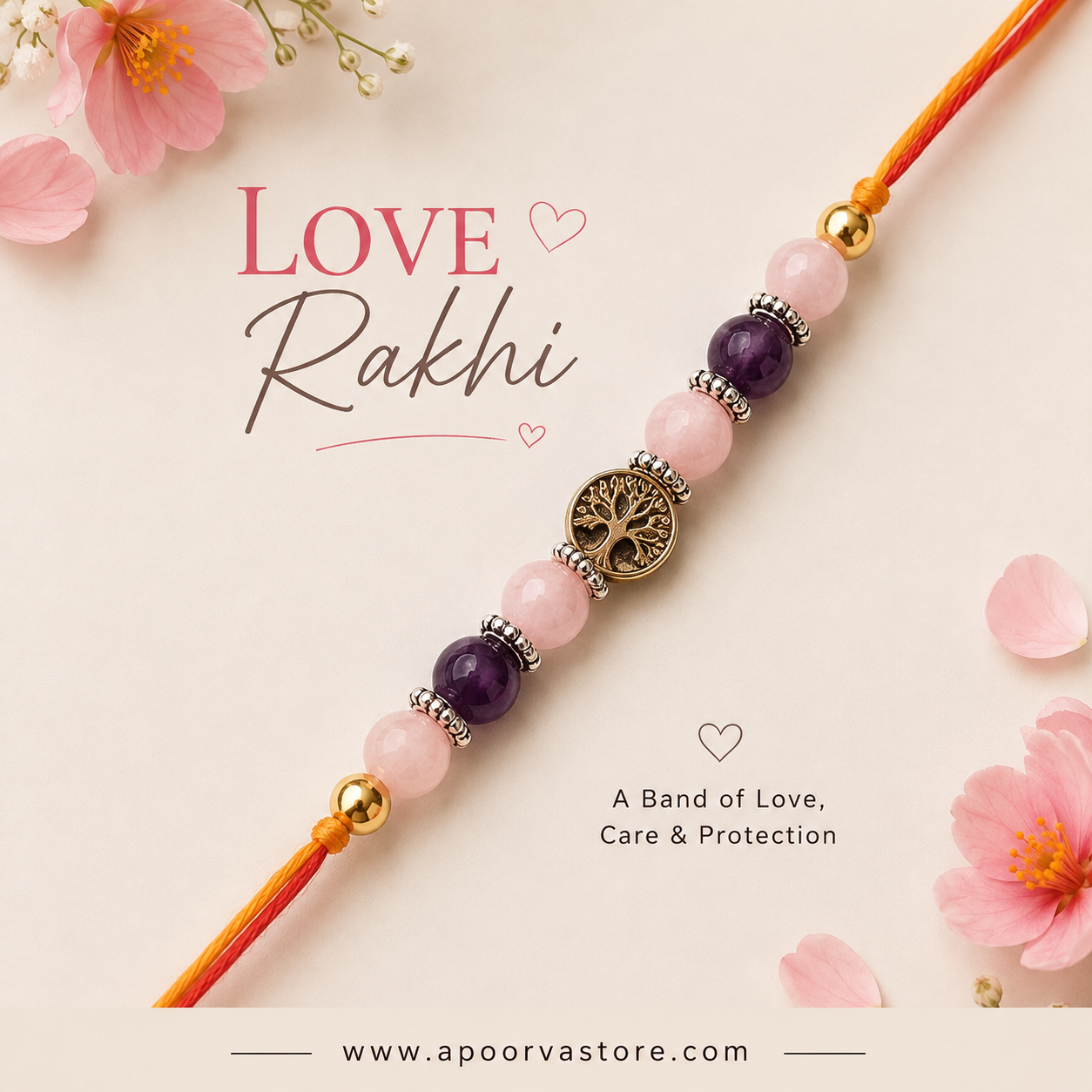 Love Rakhi with Love Crystals