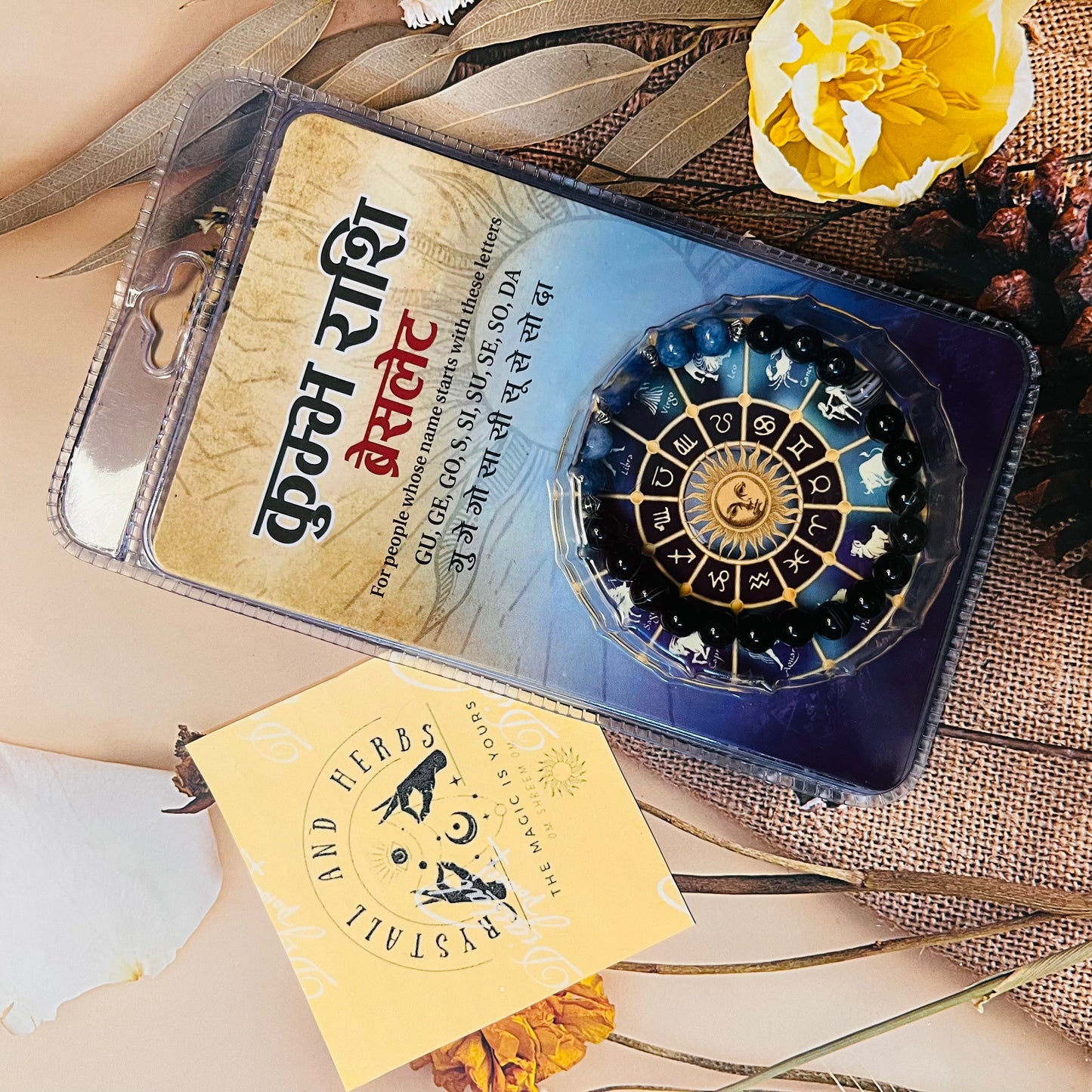 Aquarius (Kumbh Rashi) Customised Bracelet by Crystall and Herbs – Energized for Innovation, Intuition & Success