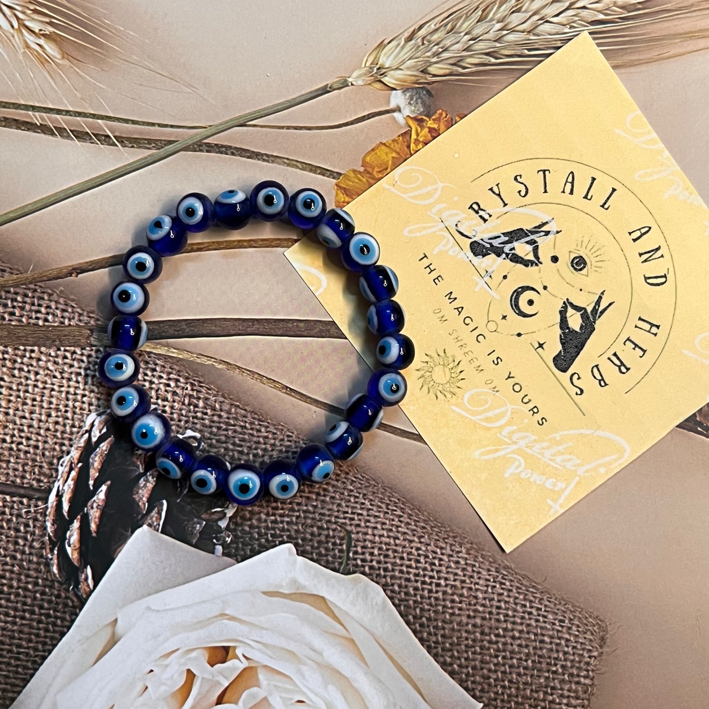 Evil Eye Bracelet by Crystall and Herbs – Energized for Protection, Positivity & Strength
