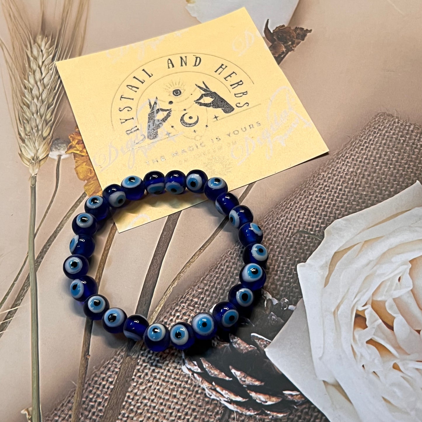 Evil Eye Bracelet by Crystall and Herbs – Energized for Protection, Positivity & Strength