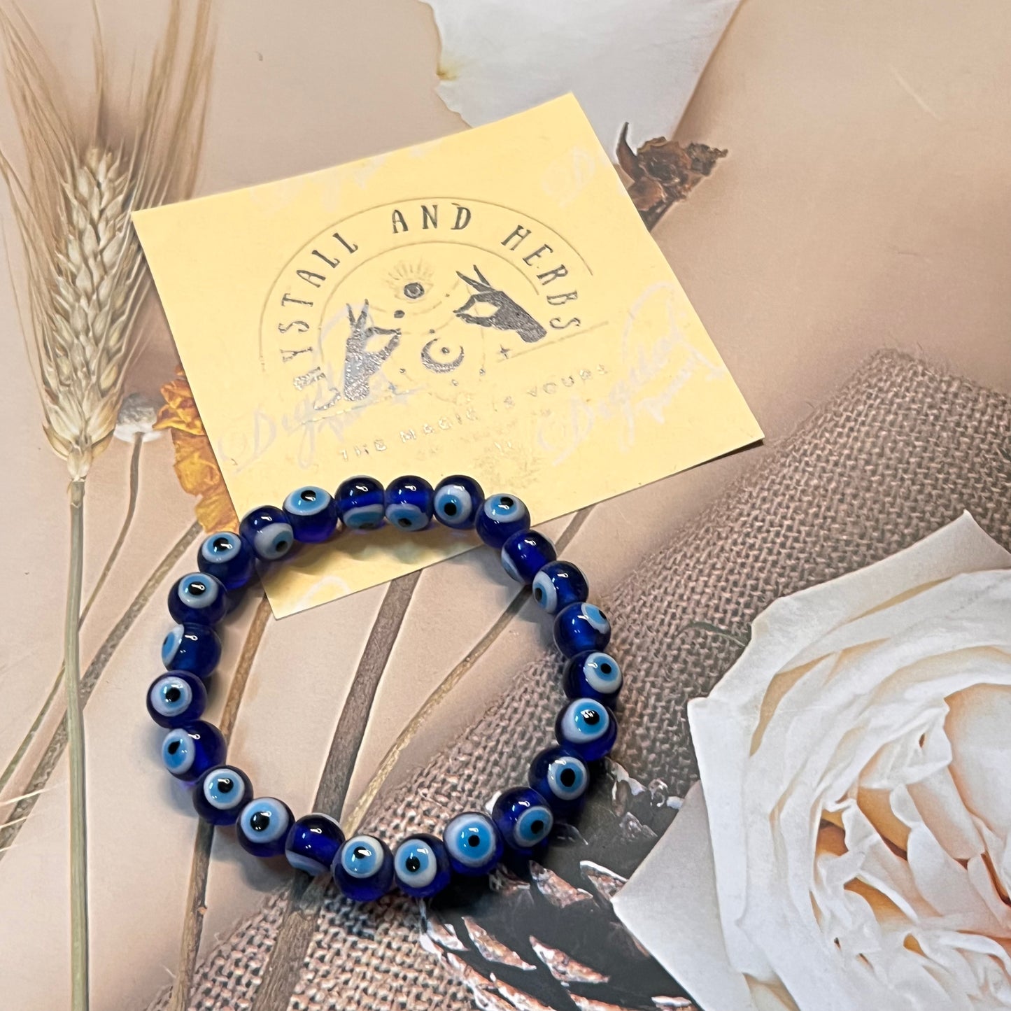 Evil Eye Bracelet by Crystall and Herbs – Energized for Protection, Positivity & Strength