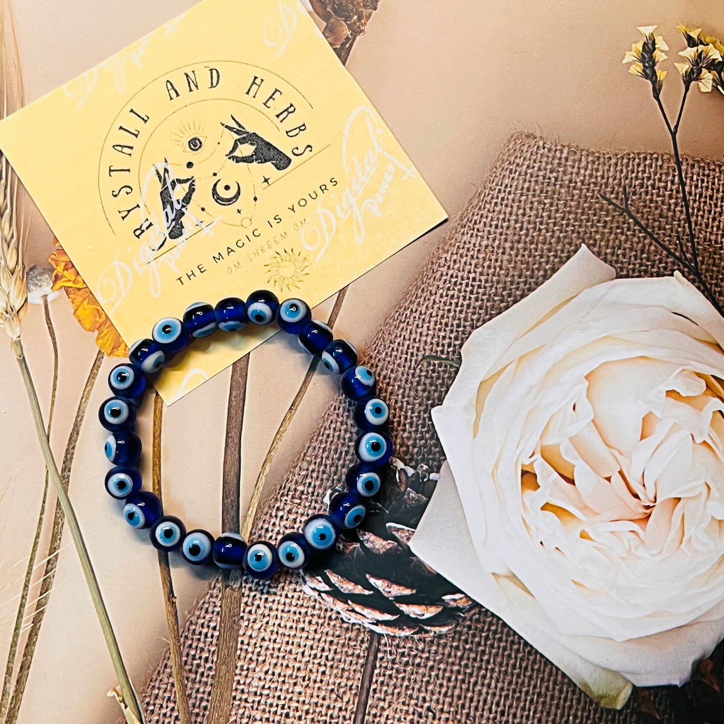 Evil Eye Bracelet by Crystall and Herbs – Energized for Protection, Positivity & Strength