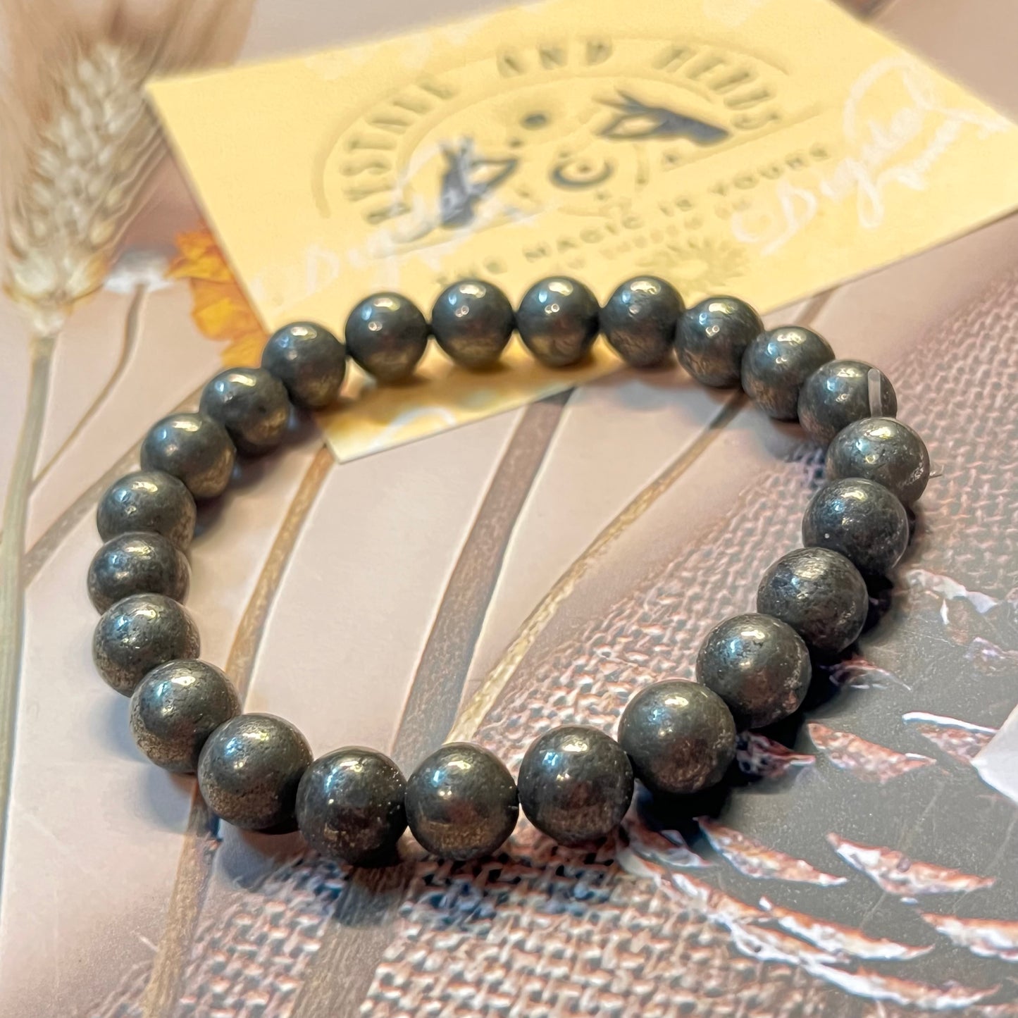 Green Pyrite Bracelet by Crystall and Herbs – Energized for Wealth, Protection & Manifestation