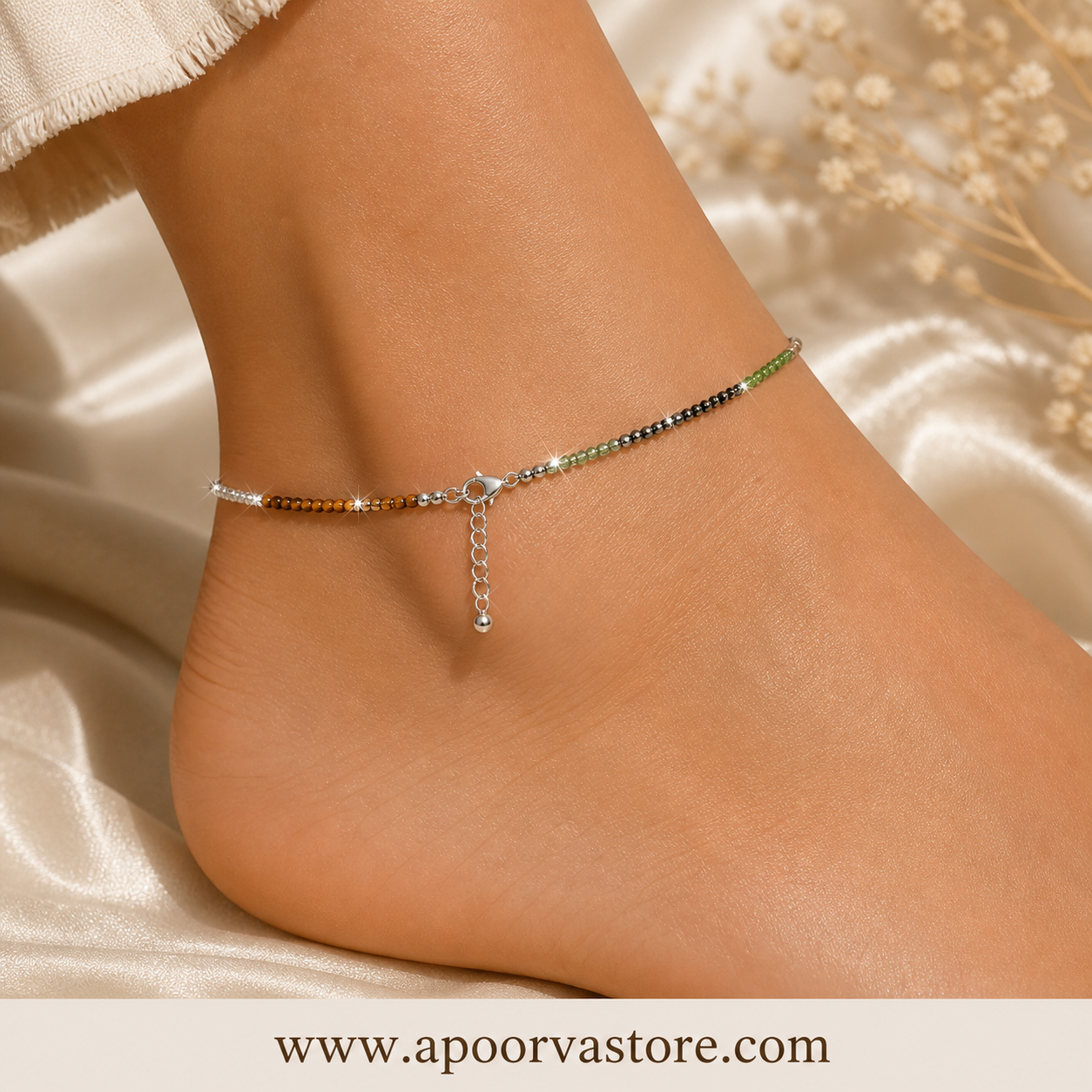 Money Anklet Handmade by Crystall and Herbs