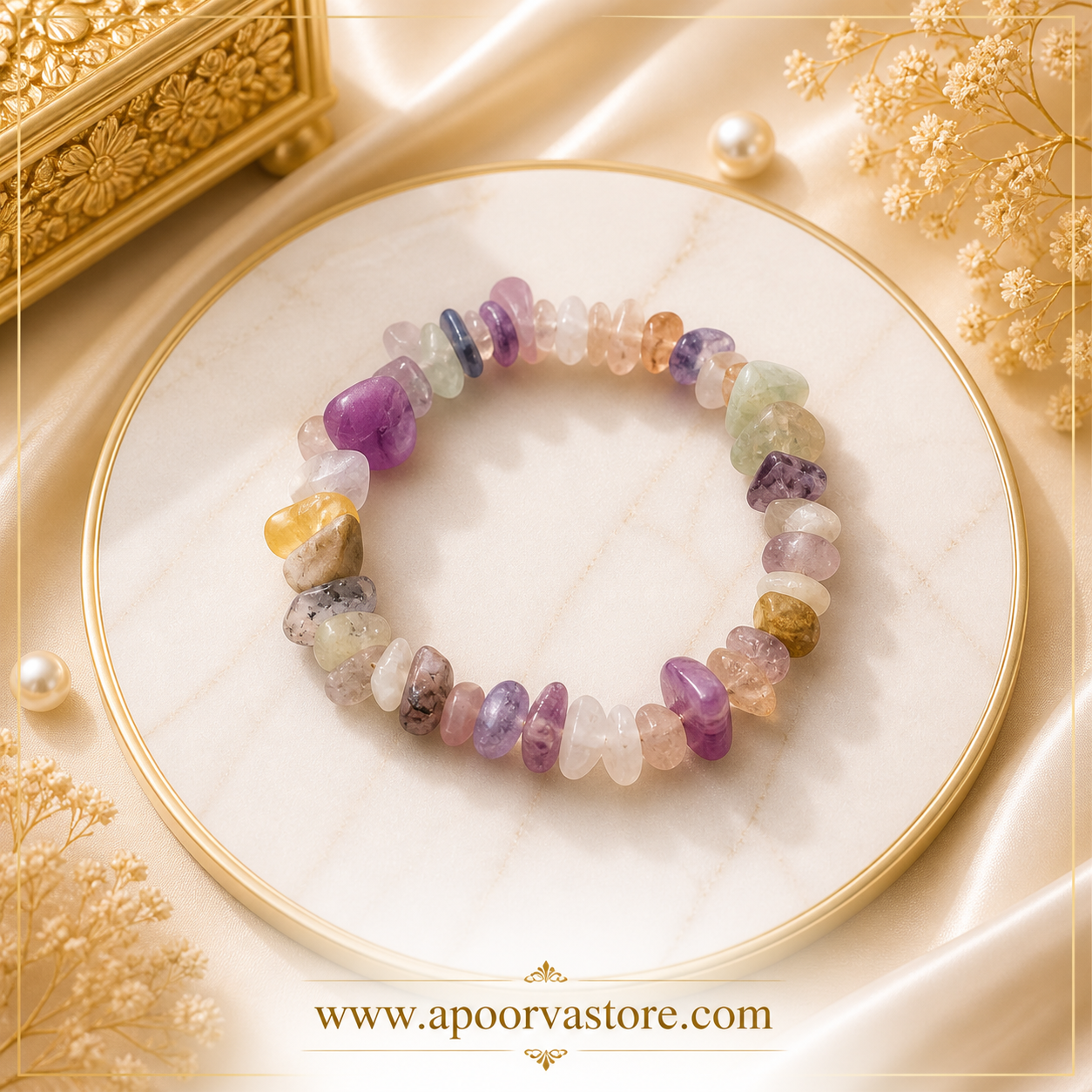 Flourite Chip Bracelet handmade by Crystall and Herbs