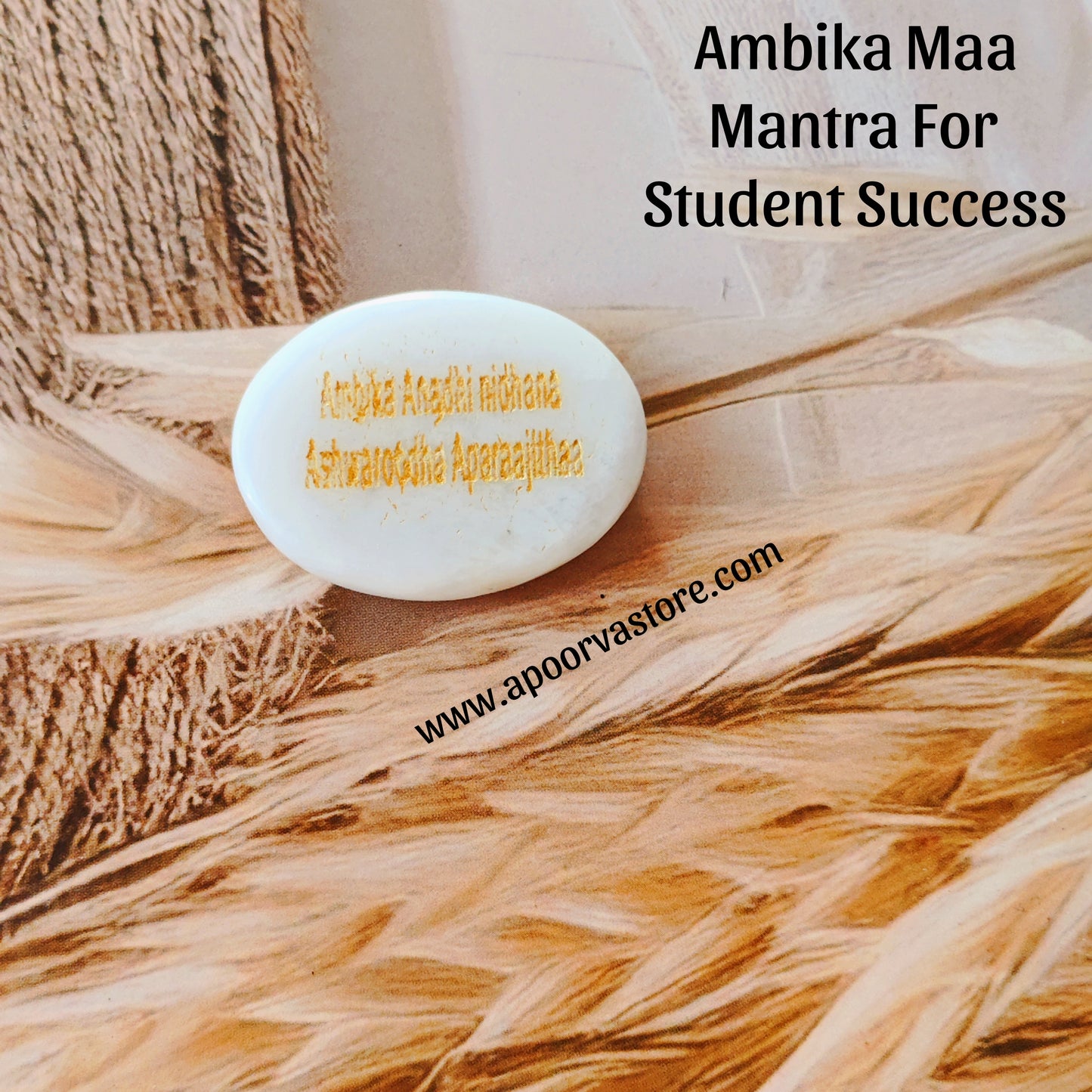 Students Success Saraswati Maa Yantra and Ambika Maa Mantra Carved Coin on Moonstone By Crystall and Herbs