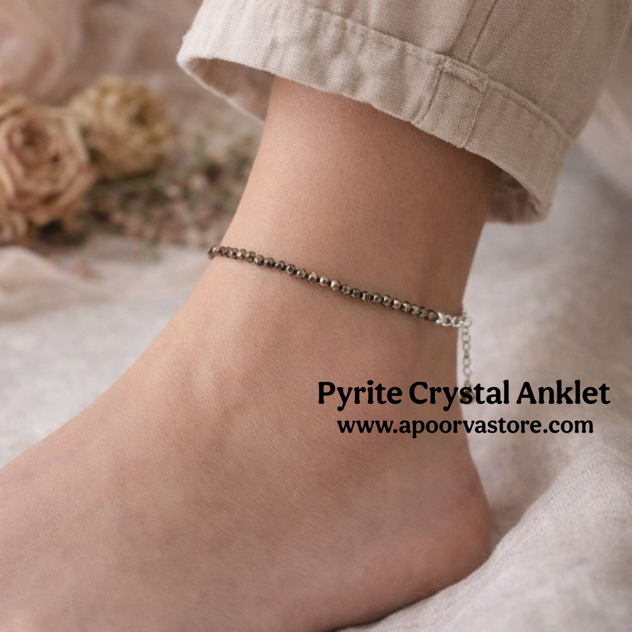 Pyrite crystal Anklet - Wealth, Success, Protection and Confidence