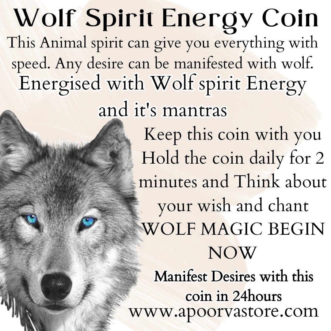 Wolf Spirit Wish Coin by Crystall and herbs