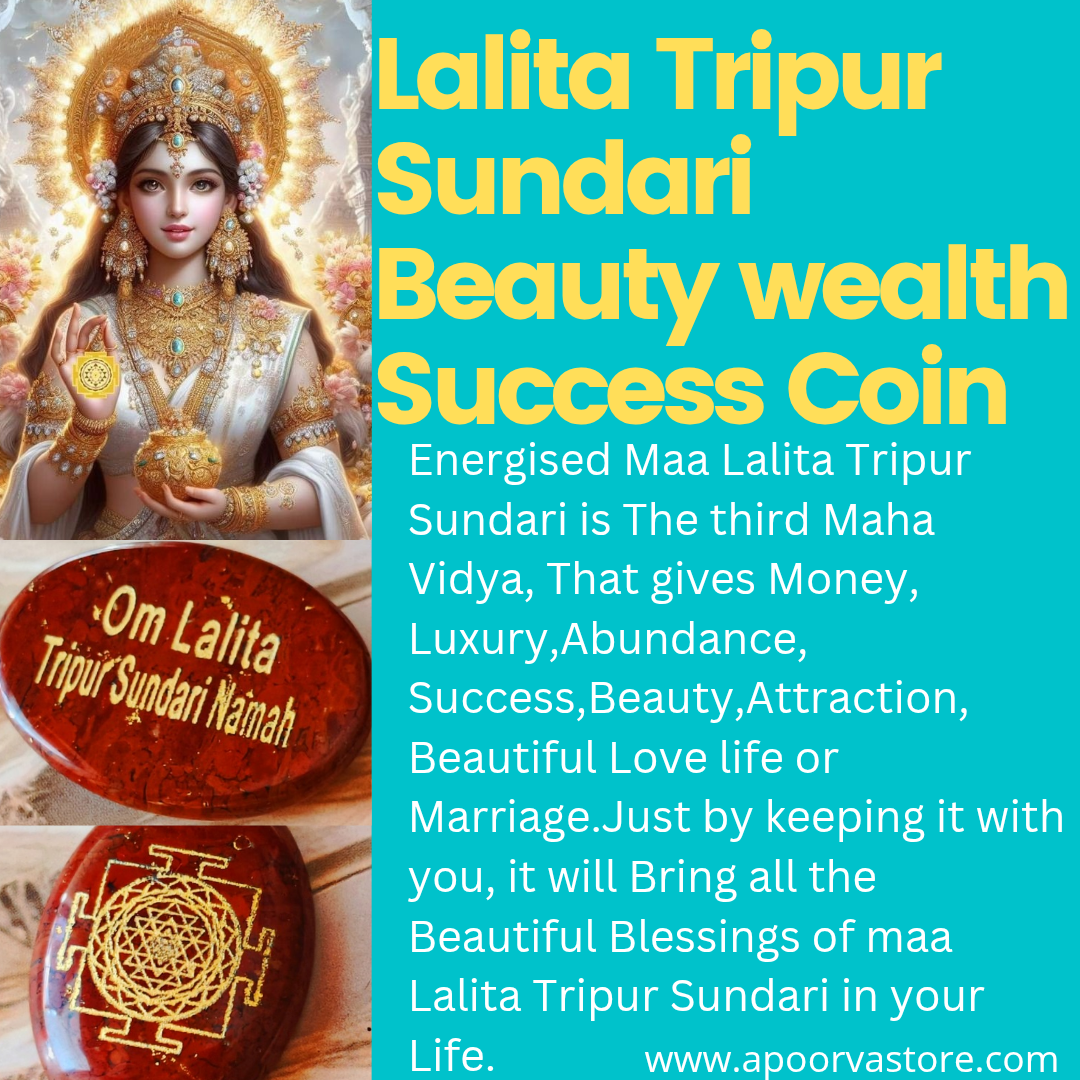 Lalita Tripur Sundari Third Maha vidya Yantra Mantra Coin by Crystall and Herbs