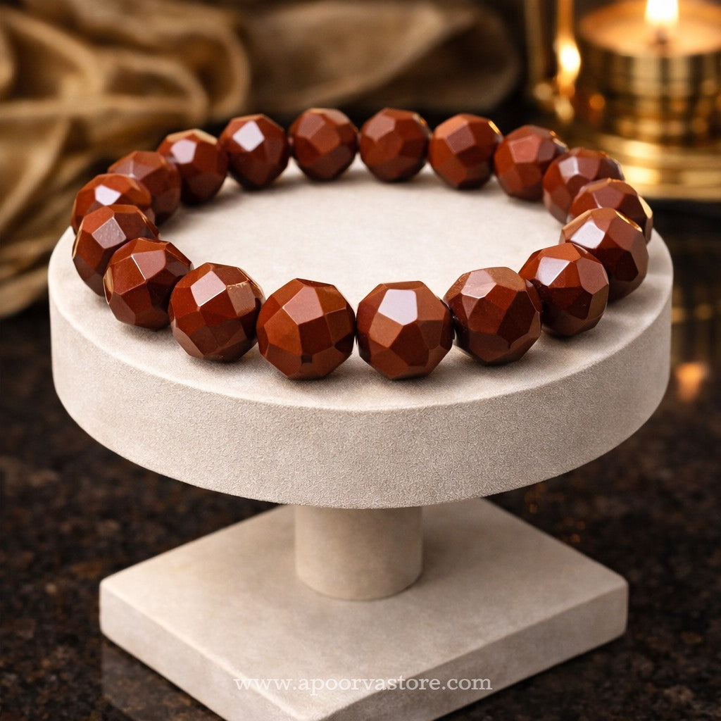 Red Jasper Star Cut Bracelet 10mm – Strength, Stability & Root Energy Activation