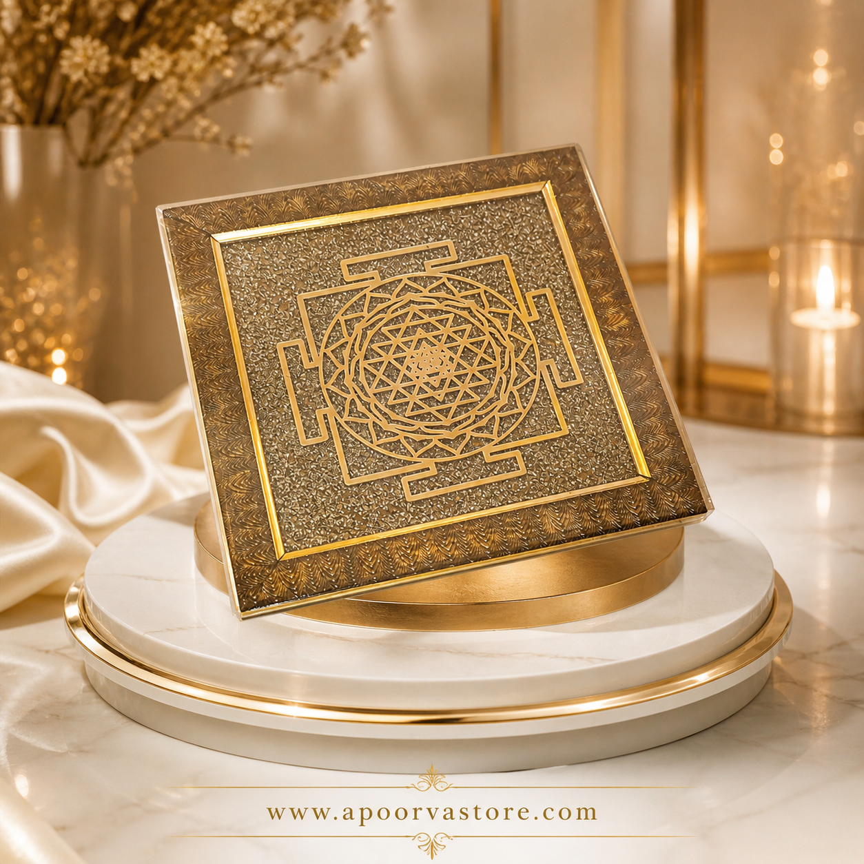 Shree yantra with Pyrite Dust by Crystall and herbs