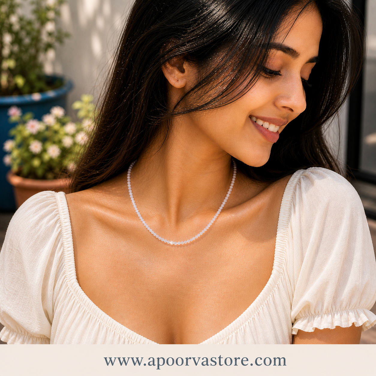 Moonstone 1mm Necklace Handmade by Crystall and Herbs
