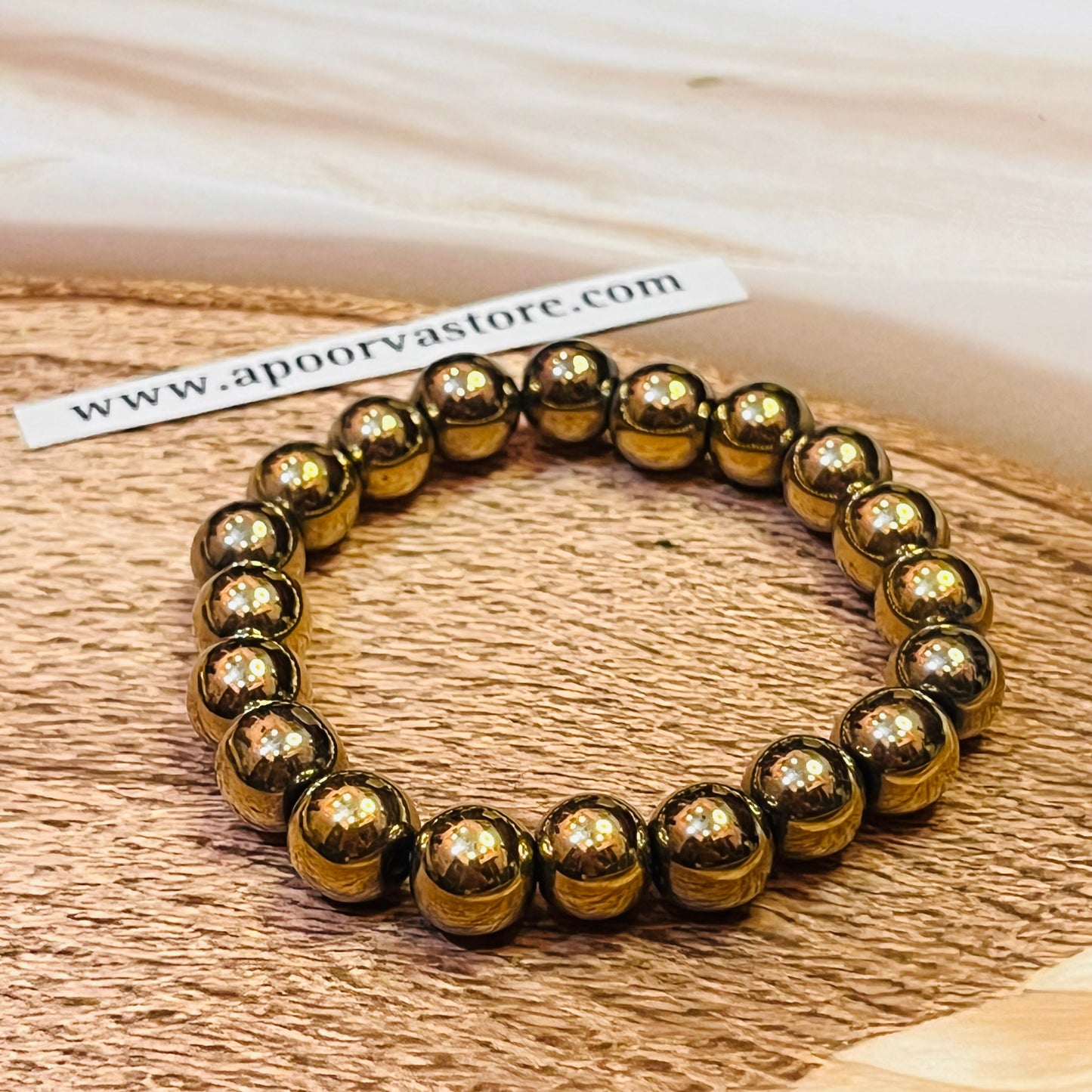 12mm Golden Pyrite handmade Bracelet by Crystall and Herbs