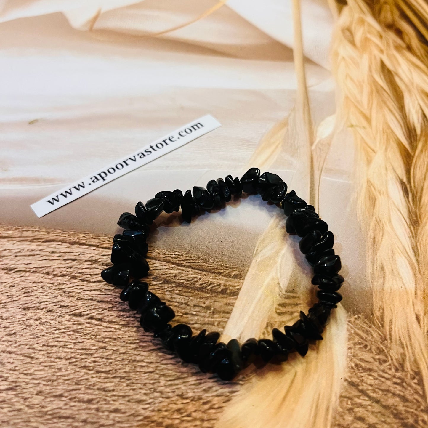 Black Obsedian Chip handmade Bracelet by Crystall and Herbs