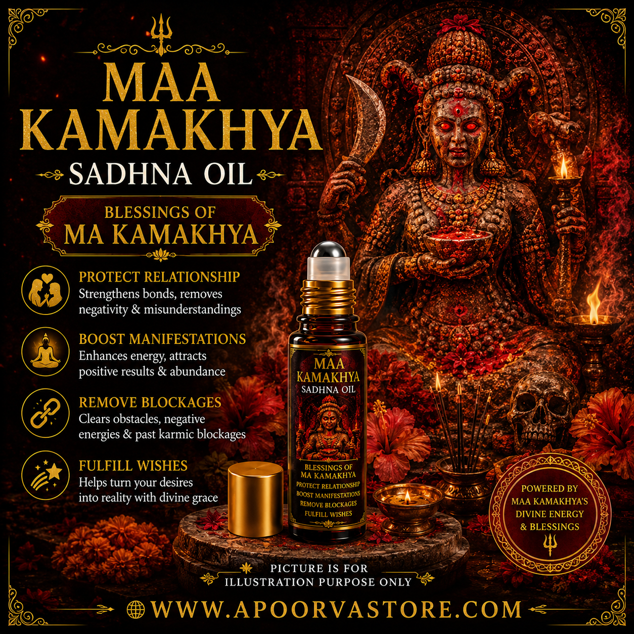Maa Kamakhya Sadhna Oil – Divine Manifestation & Relationship Energy Oil