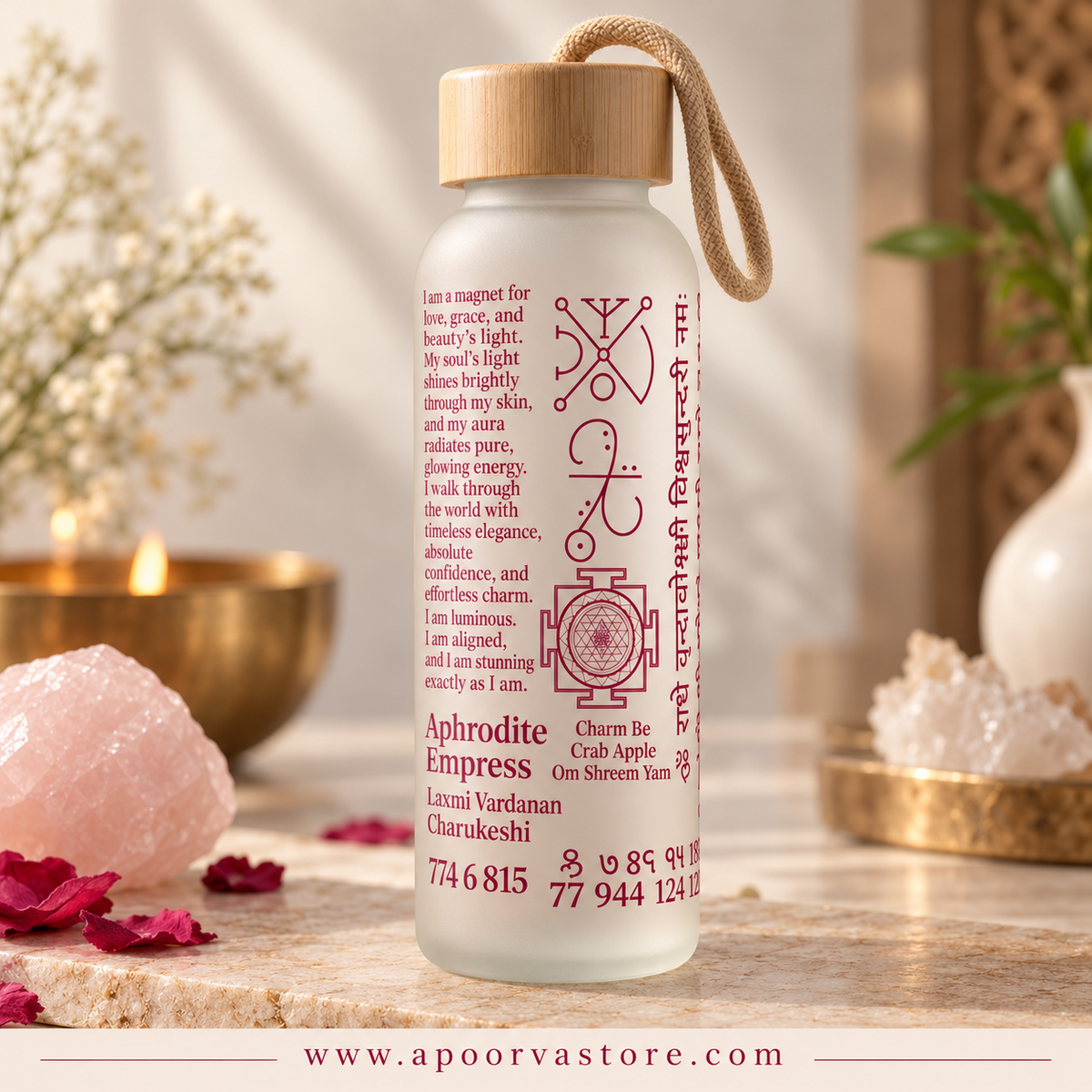 Beauty Attraction Glow Codes Yantra Sigils Glass Water Bottle 750ml