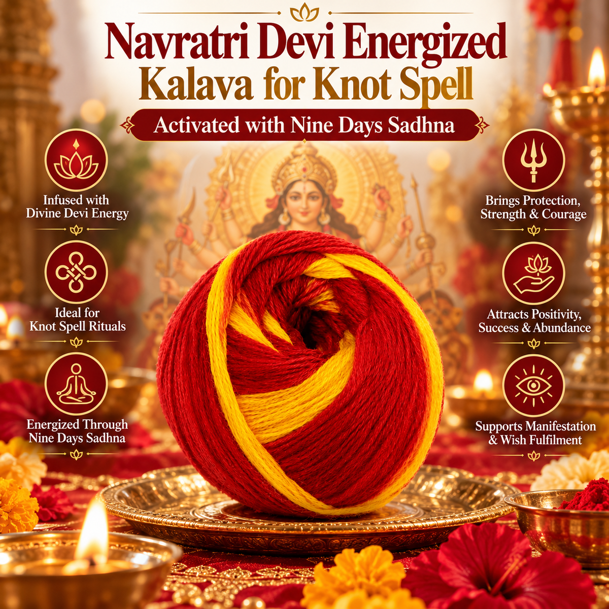 Navratri Devi Energized Kalava for Knot Spell – Activated with 9 Days Sadhana