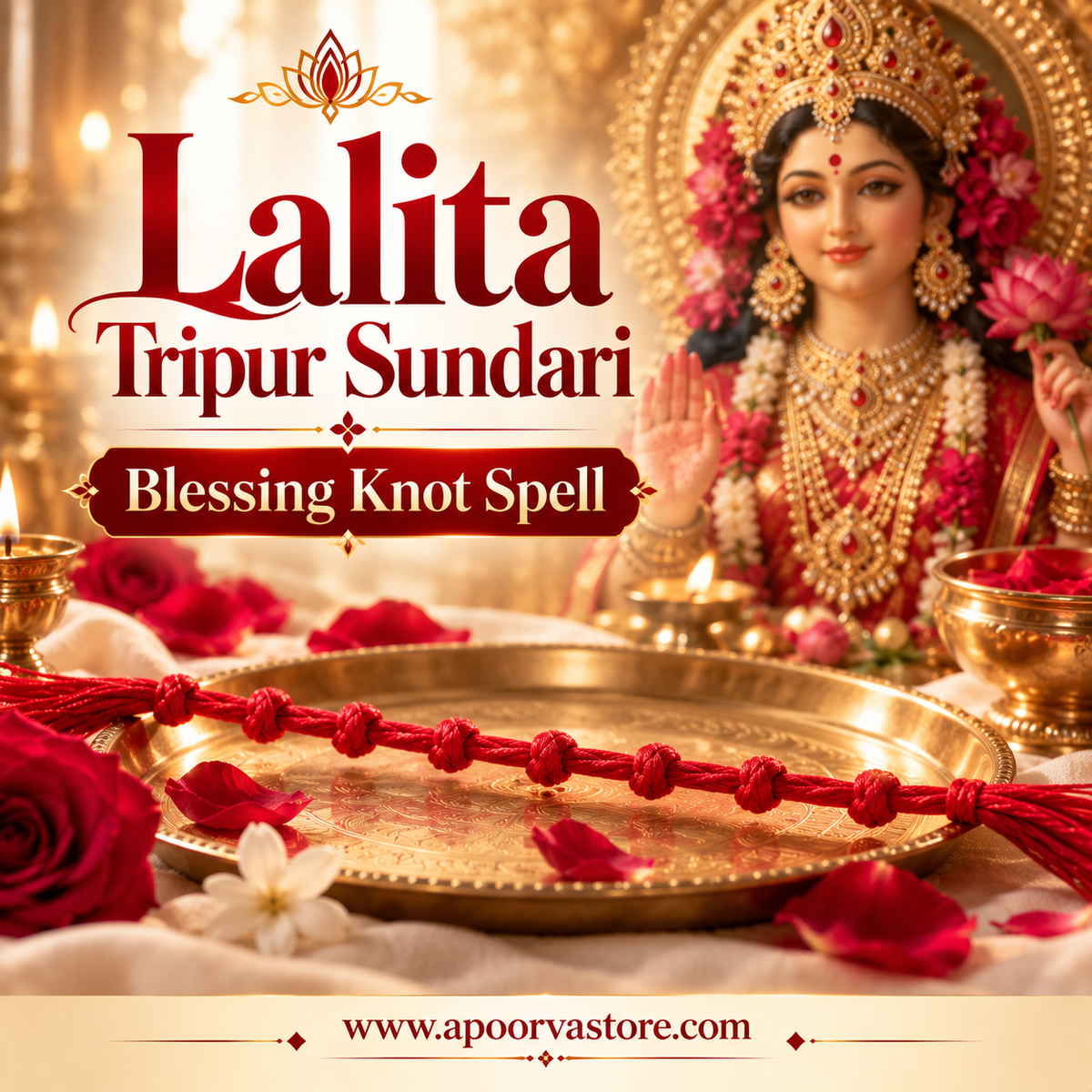 Lalita Tripur Sundari Blessing Knot Spell – 11 Days Sadhana Energised | Beauty, Love, Money, Success & Divine Feminine Energy