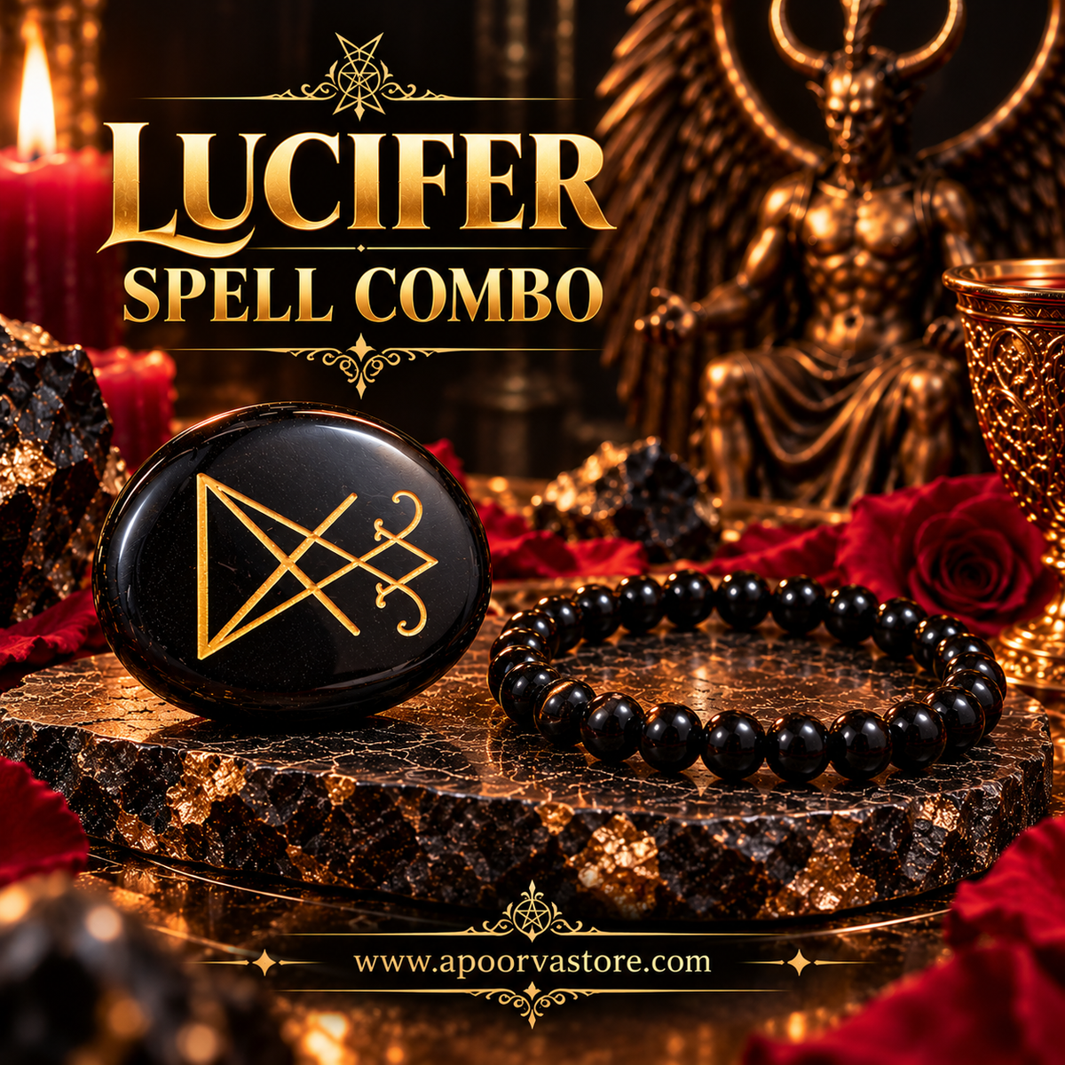 Lucifer Spell Combo – Energised Lucifer Sigil Coin & Blessing Bracelet and Coin