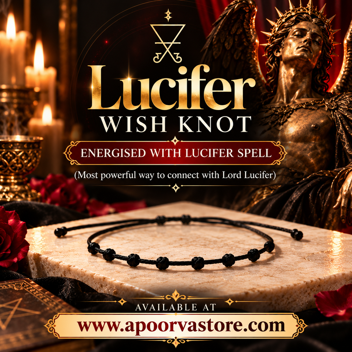 Lucifer Wish Knot – Powerful Spell Energised 9 Knot Bracelet | Wish Fulfilment, Money, Success, Protection & Manifestation