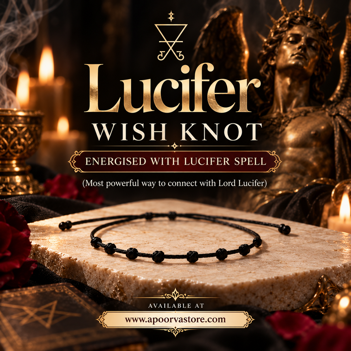 Lucifer Wish Knot – Powerful Spell Energised 9 Knot Bracelet | Wish Fulfilment, Money, Success, Protection & Manifestation