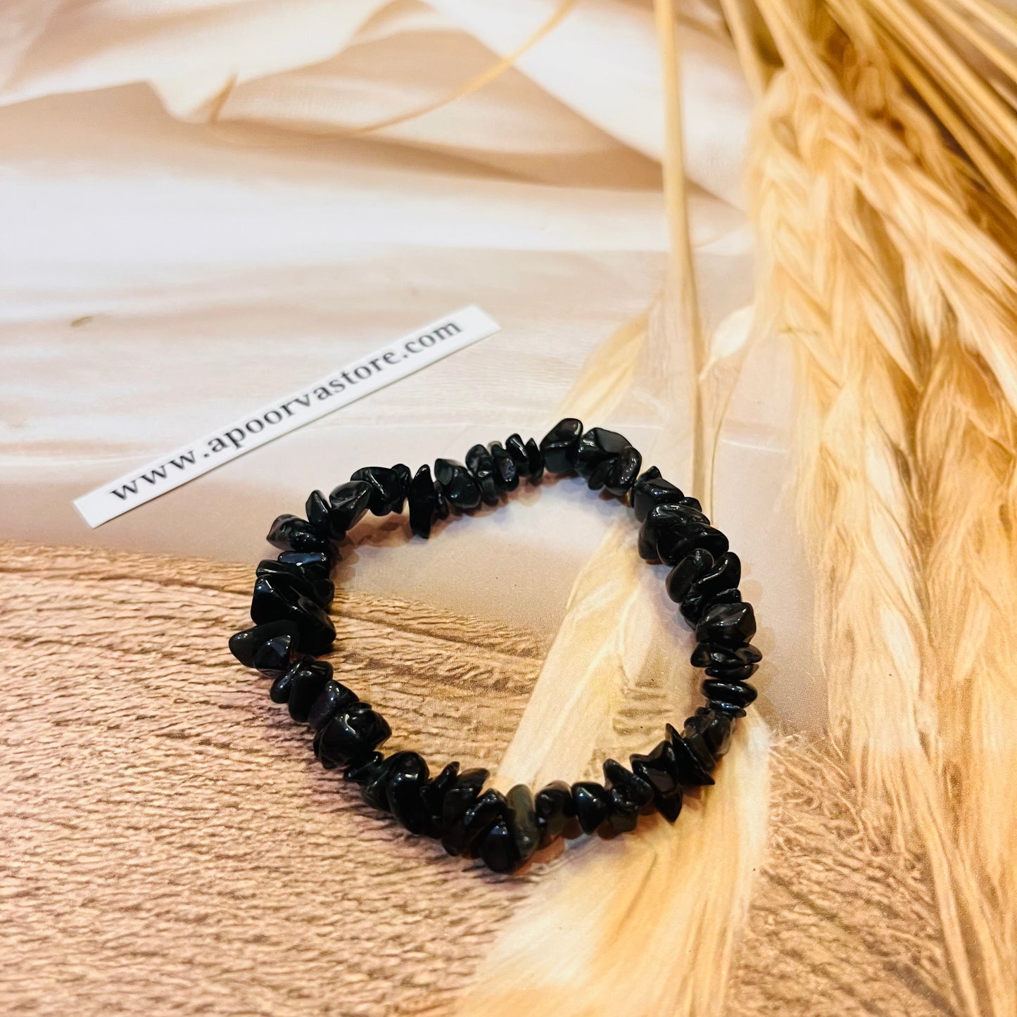 Black Obsedian Chip handmade Bracelet by Crystall and Herbs