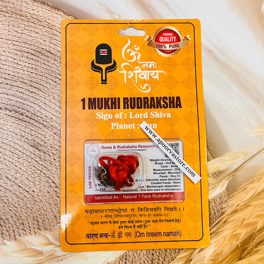 1 Mukhi Rudraksh with Certificate by Crystall and Herbs