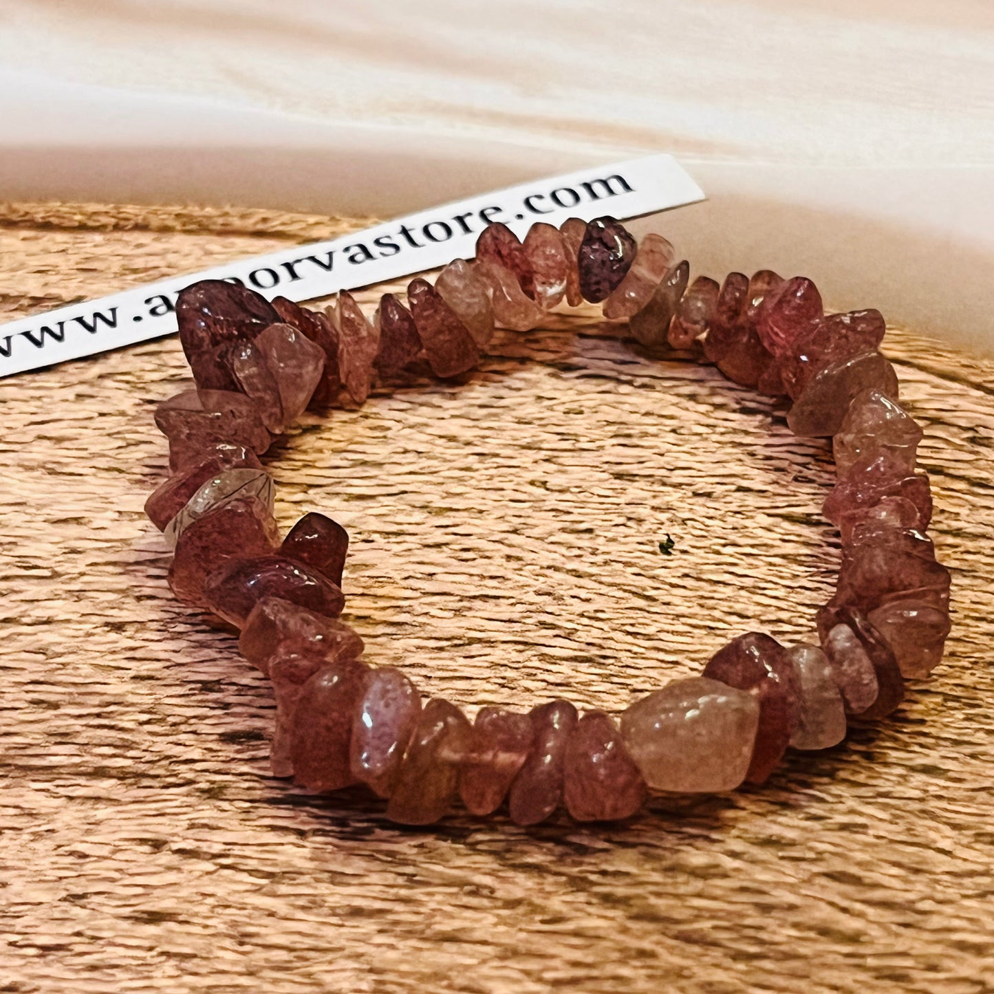 Strawberry Quartz handmade Chip bracelet by Crystall and Herbs