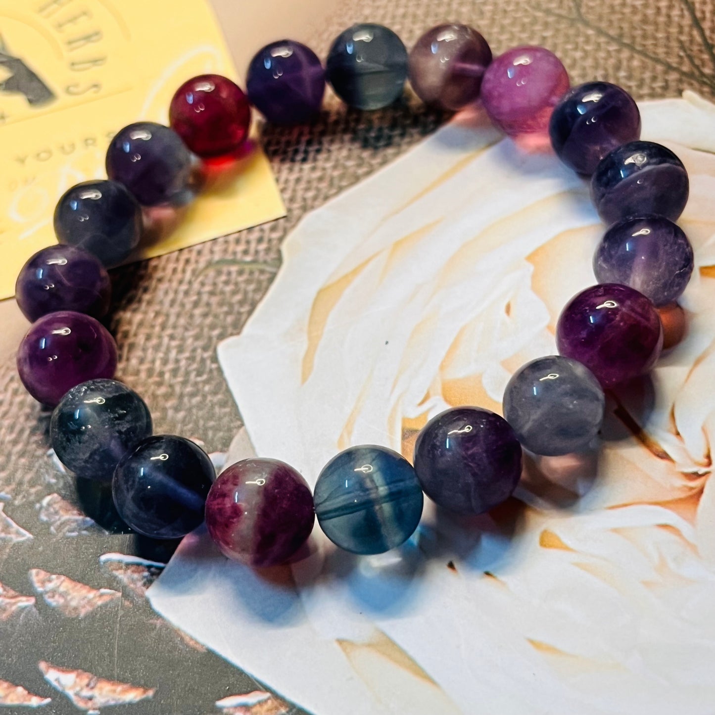 Multi Flourite 12mm Handmade Bracelet by Crystall and Herbs