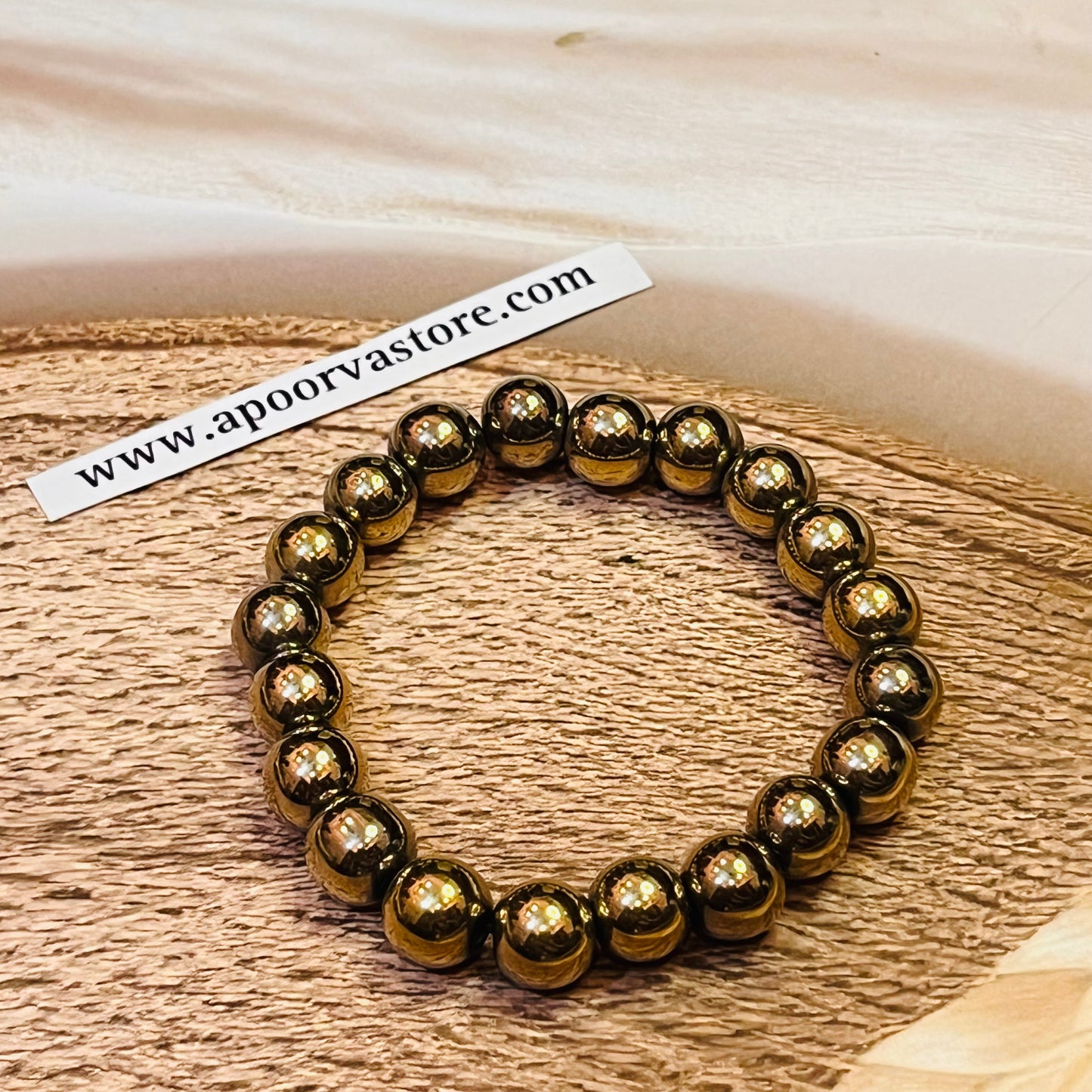 12mm Golden Pyrite handmade Bracelet by Crystall and Herbs