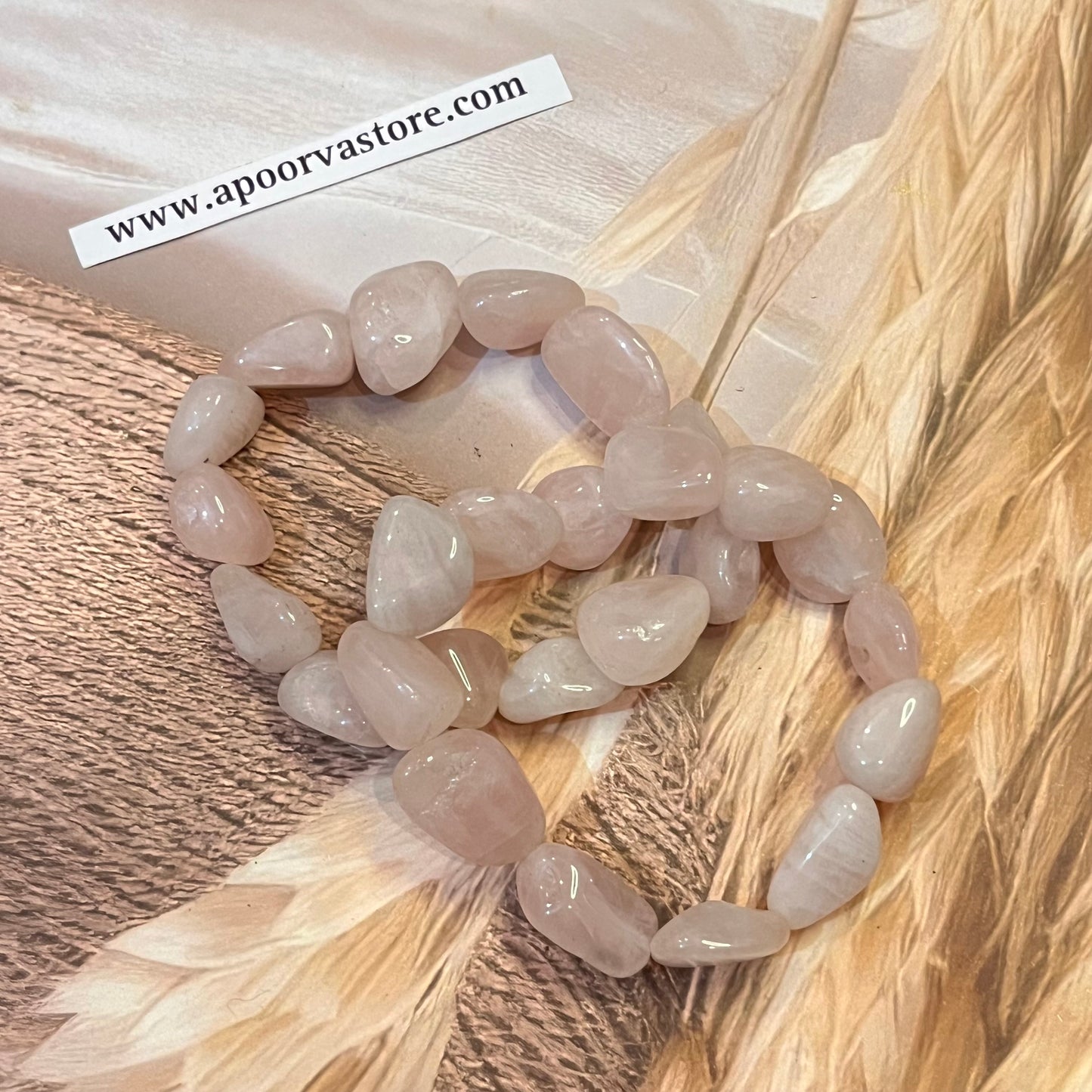 Rose Quartz Tumble handmade Bracelet by Crystall and Herbs