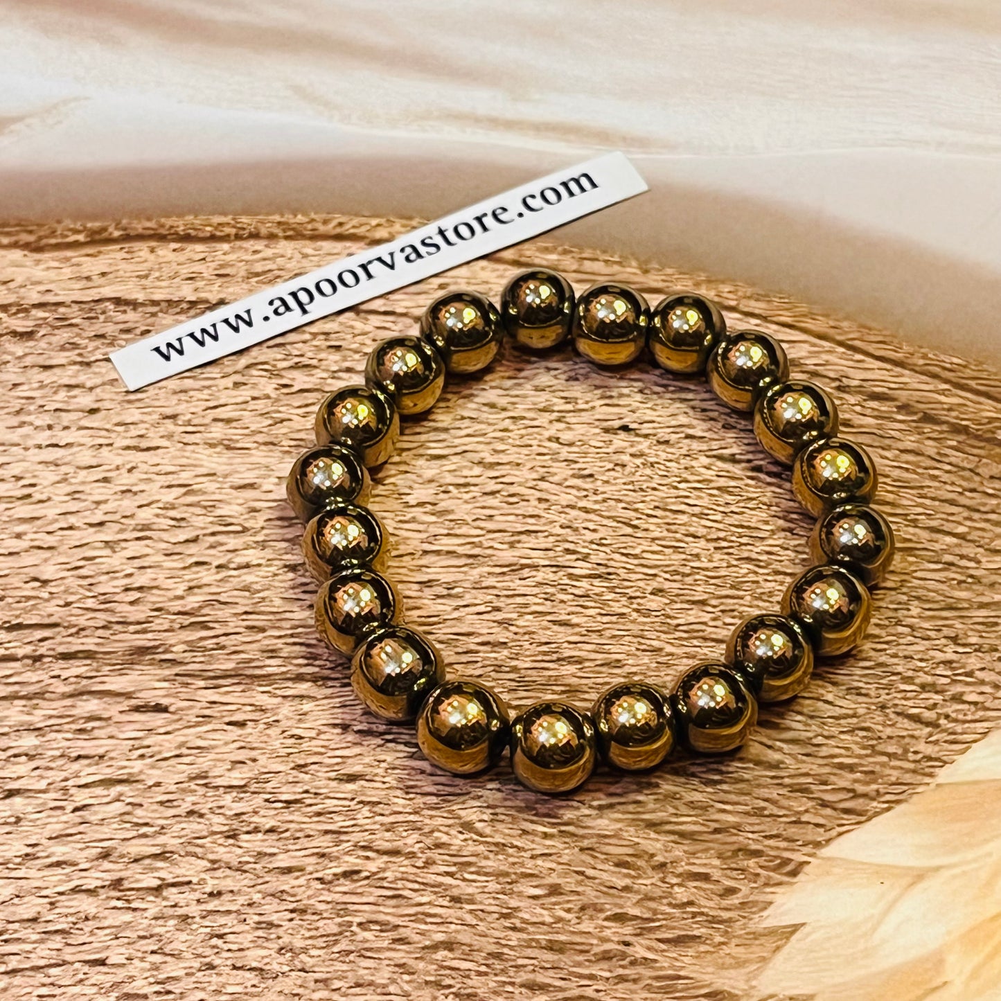 12mm Golden Pyrite handmade Bracelet by Crystall and Herbs