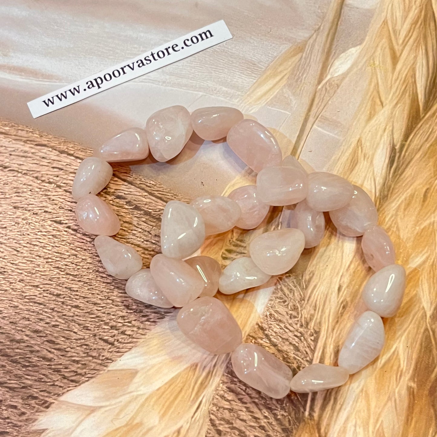 Rose Quartz Tumble handmade Bracelet by Crystall and Herbs