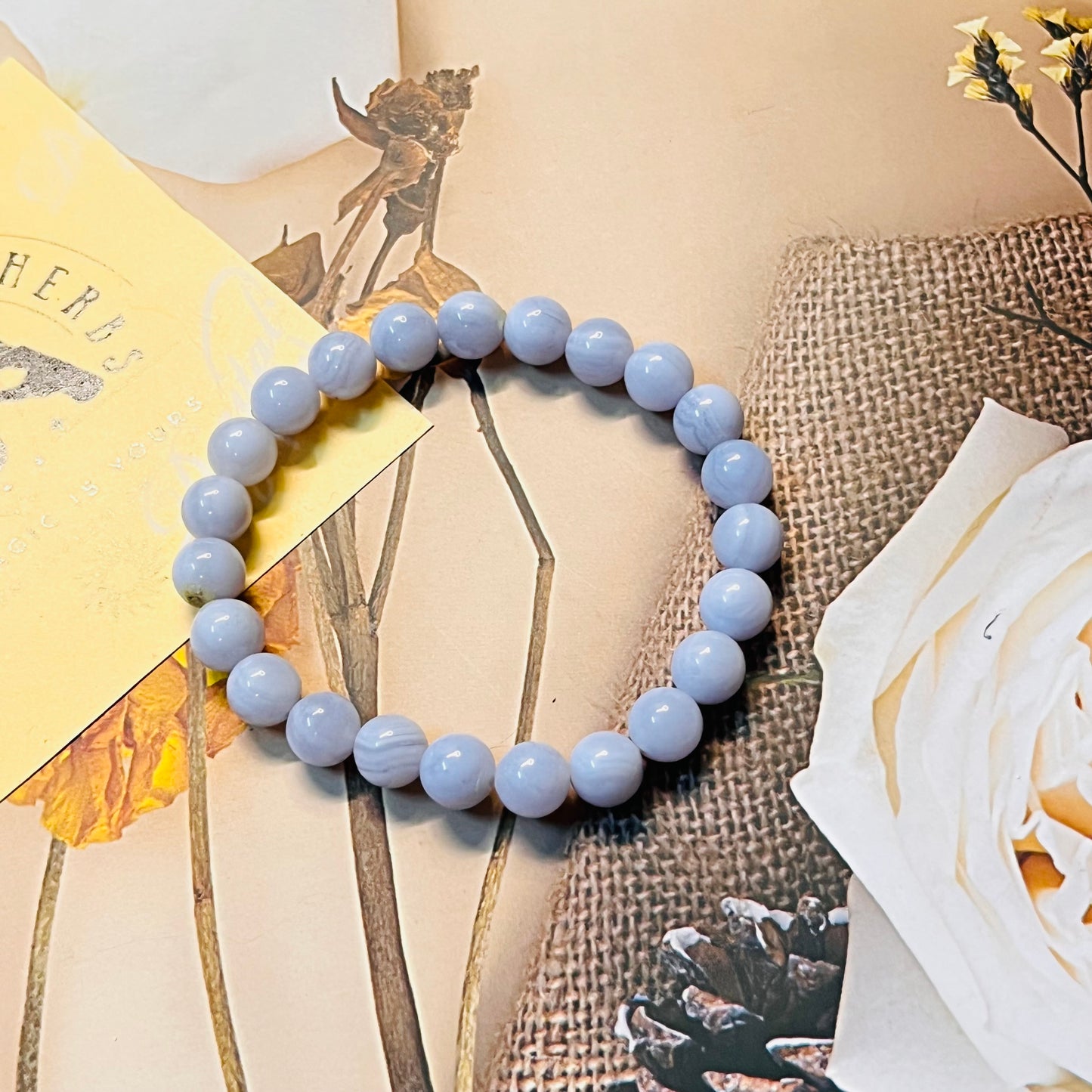 Blue Lace Agate Handmade Bracelet by Crystall and Herbs