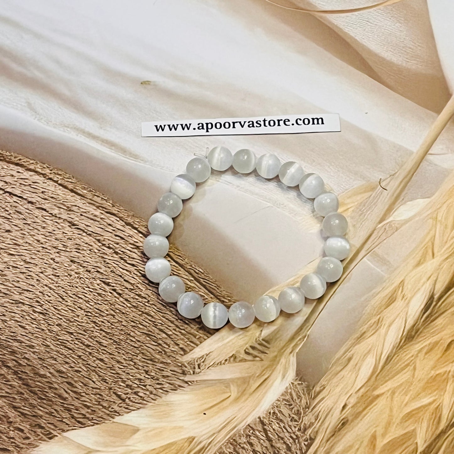 Selenite 8mm Handmade Bracelet by Crystall and Herbs