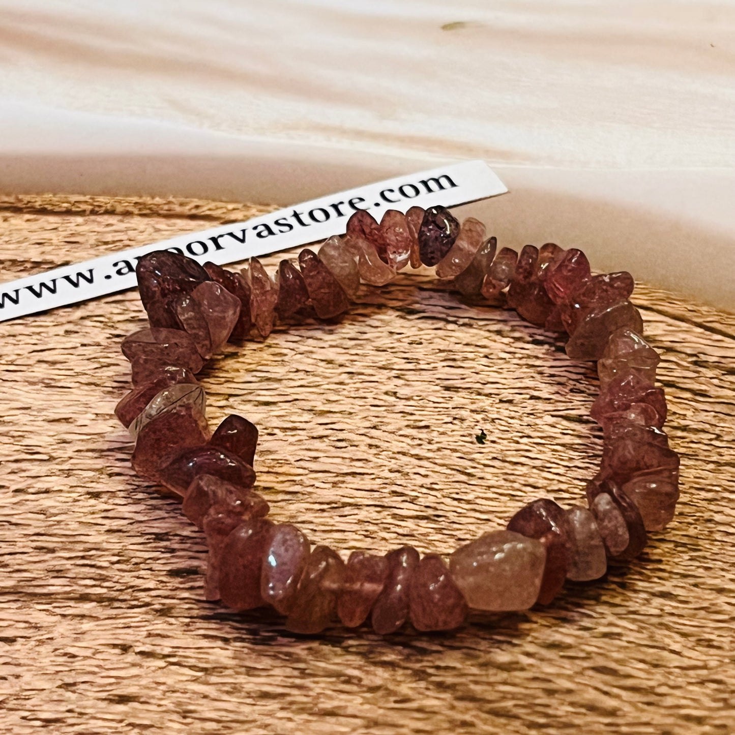 Strawberry Quartz handmade Chip bracelet by Crystall and Herbs