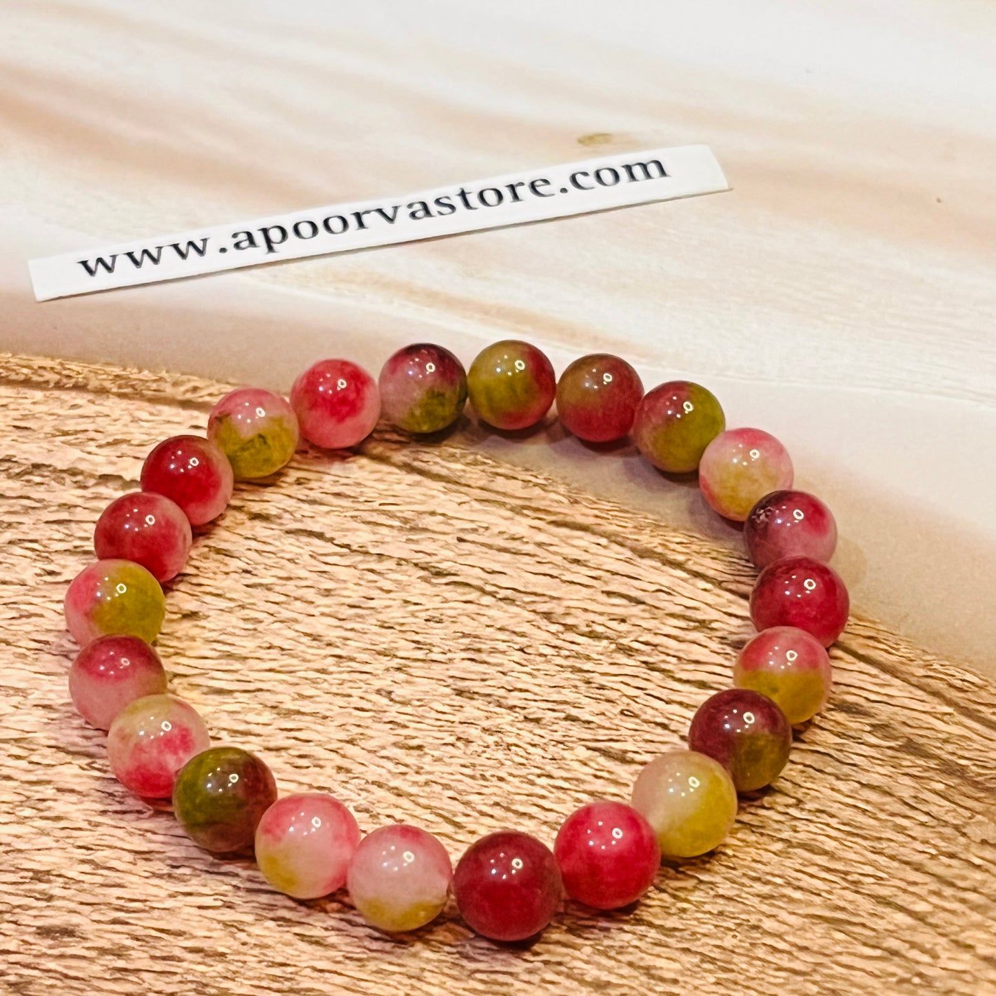 Watermelon Quartz handmade Bracelet by Crystall and Herbs