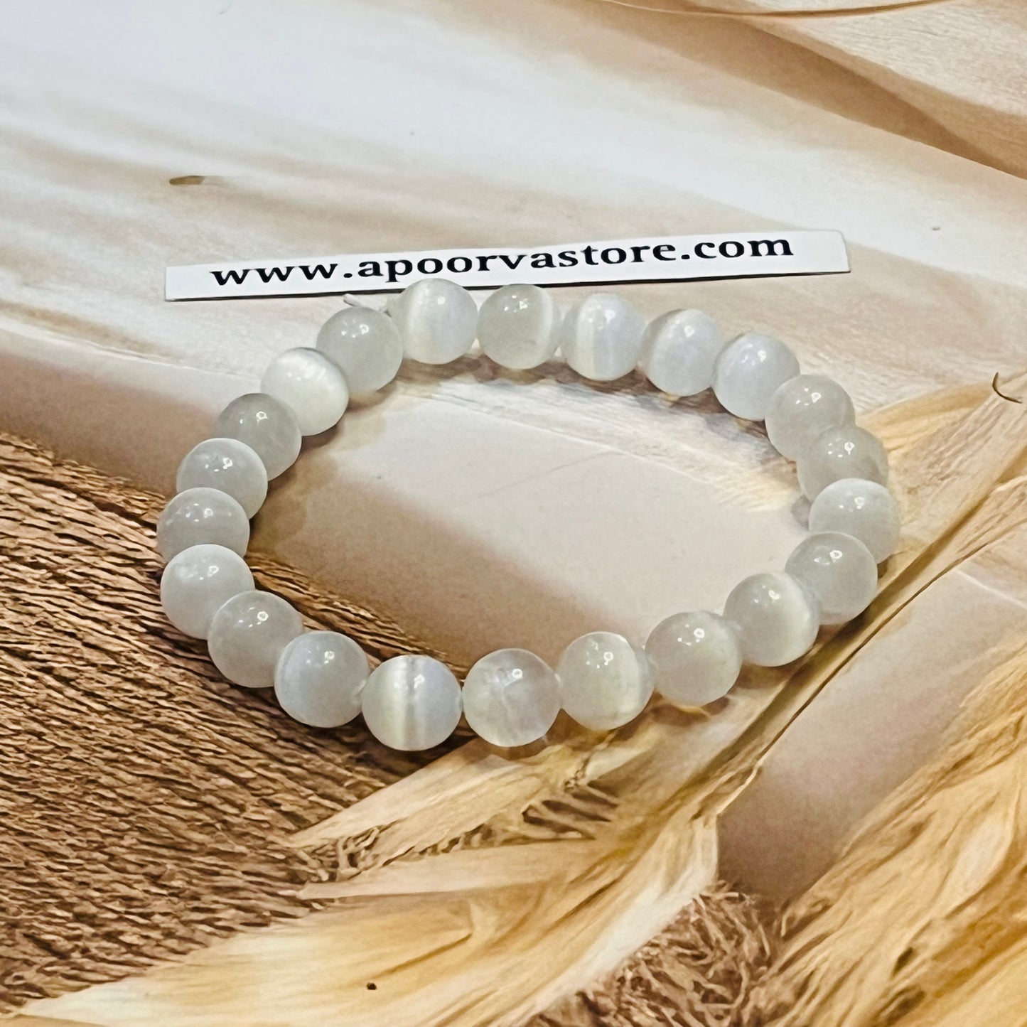 Selenite 8mm Handmade Bracelet by Crystall and Herbs